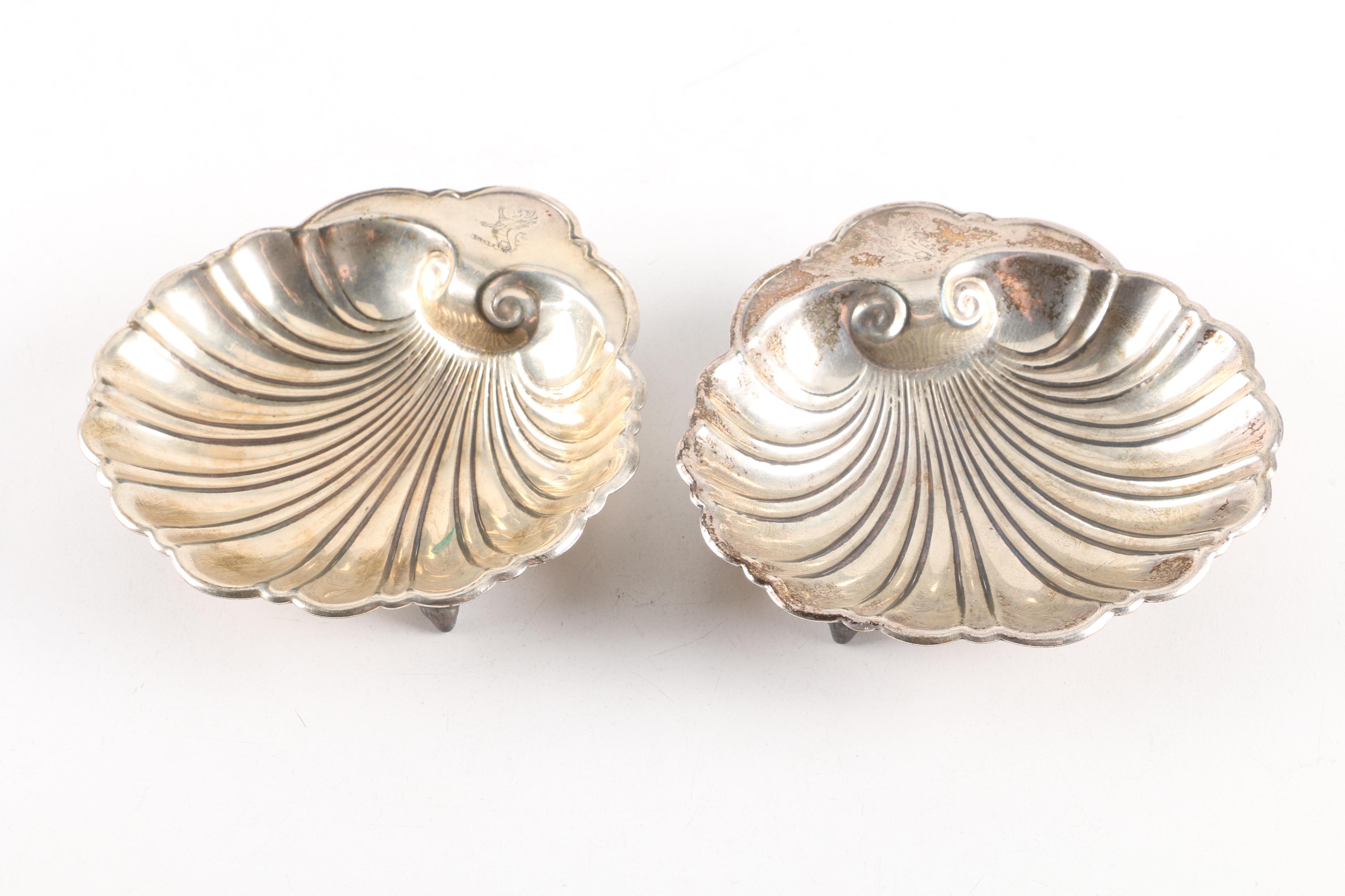 Vintage Silver Plate Shell Dishes Featuring Friedman Silver Co. and Barbour