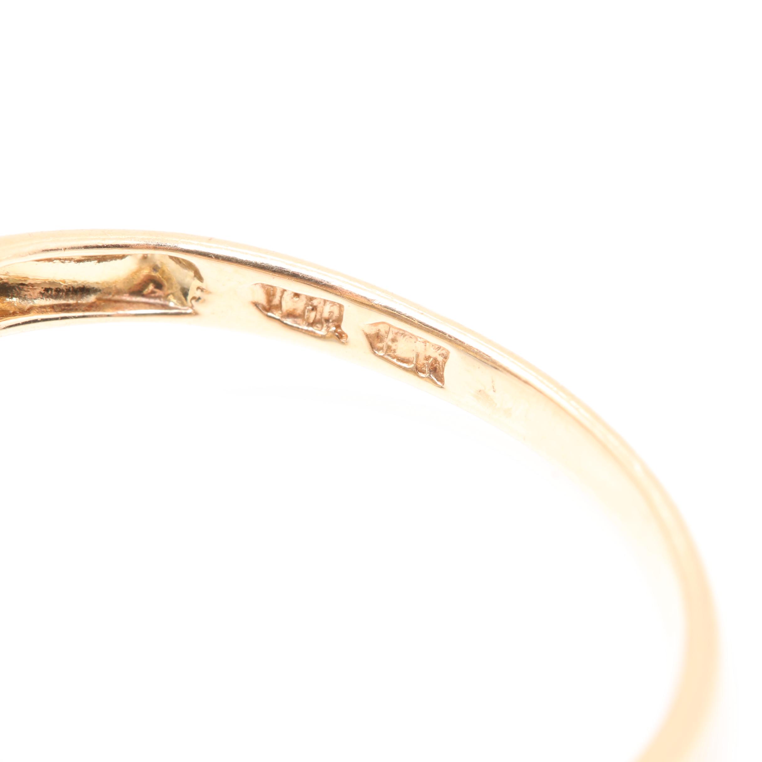 10K Yellow Gold Blue Sapphire and Diamond Bypass Ring