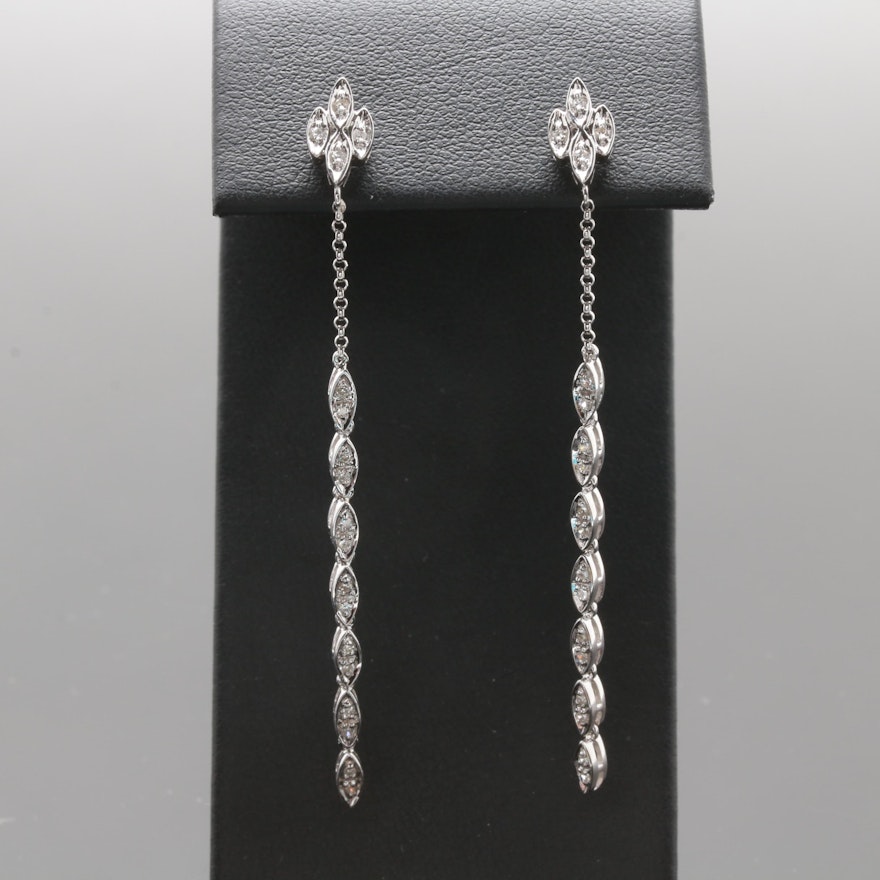 14K White Gold Diamond Dangle Earring