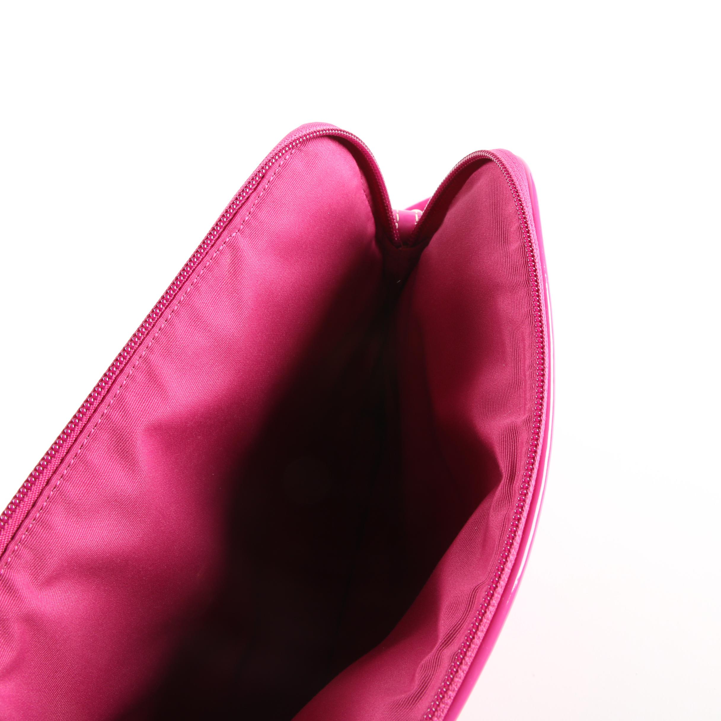 Coach Monogram Pink Patent Leather Shoulder Bag, Wristlet, and Card Case