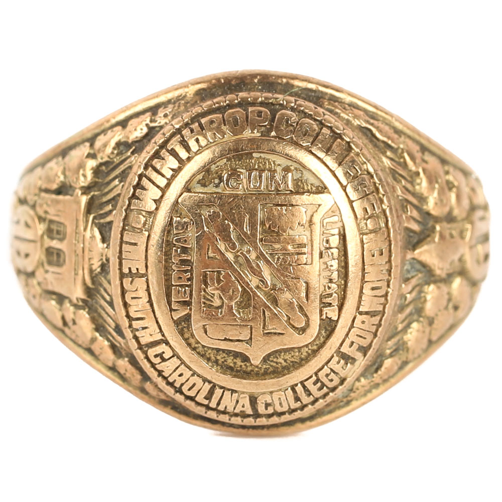 Vintage 10K Yellow Gold Winthrop College Class Ring EBTH