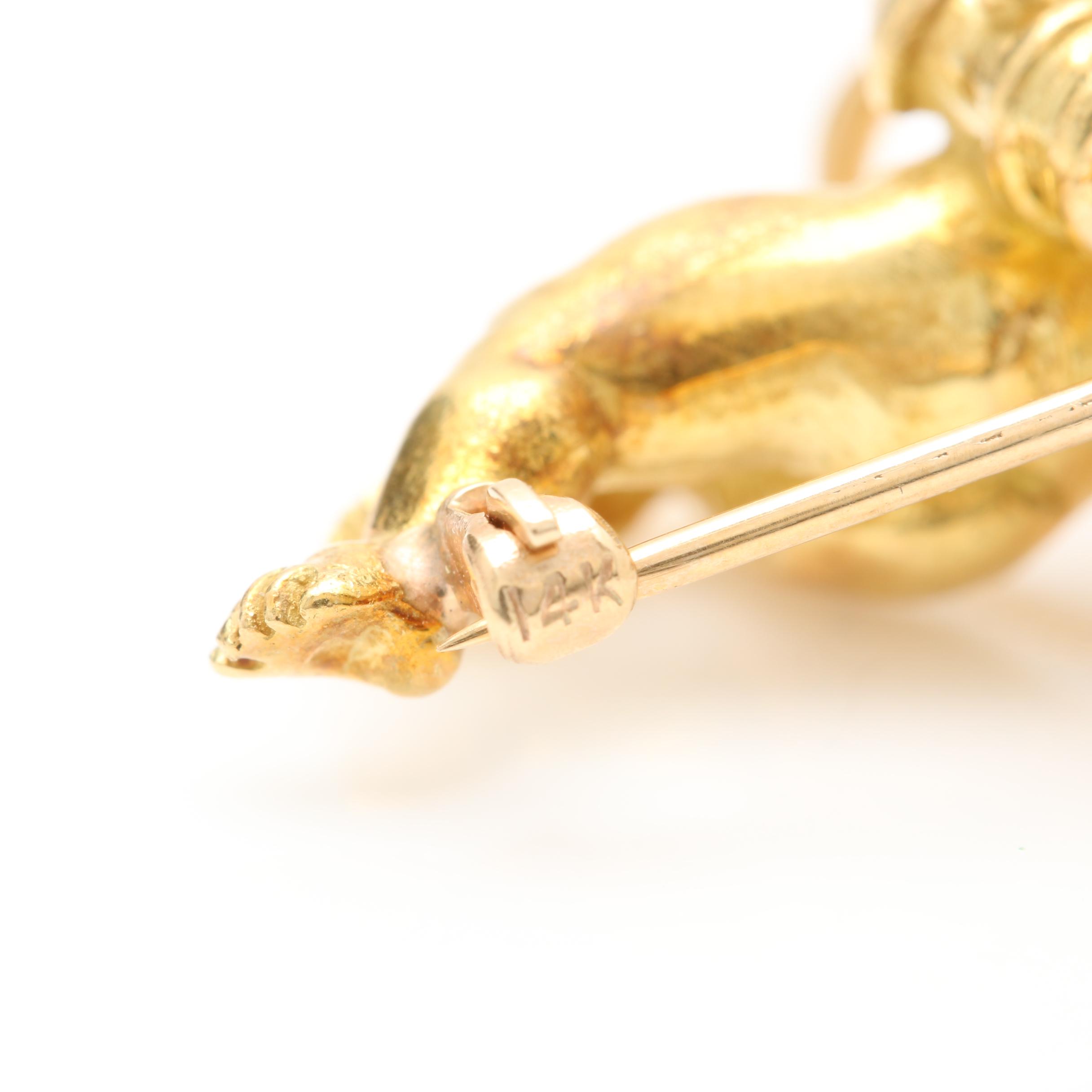 18K Yellow Gold Cupid Brooch