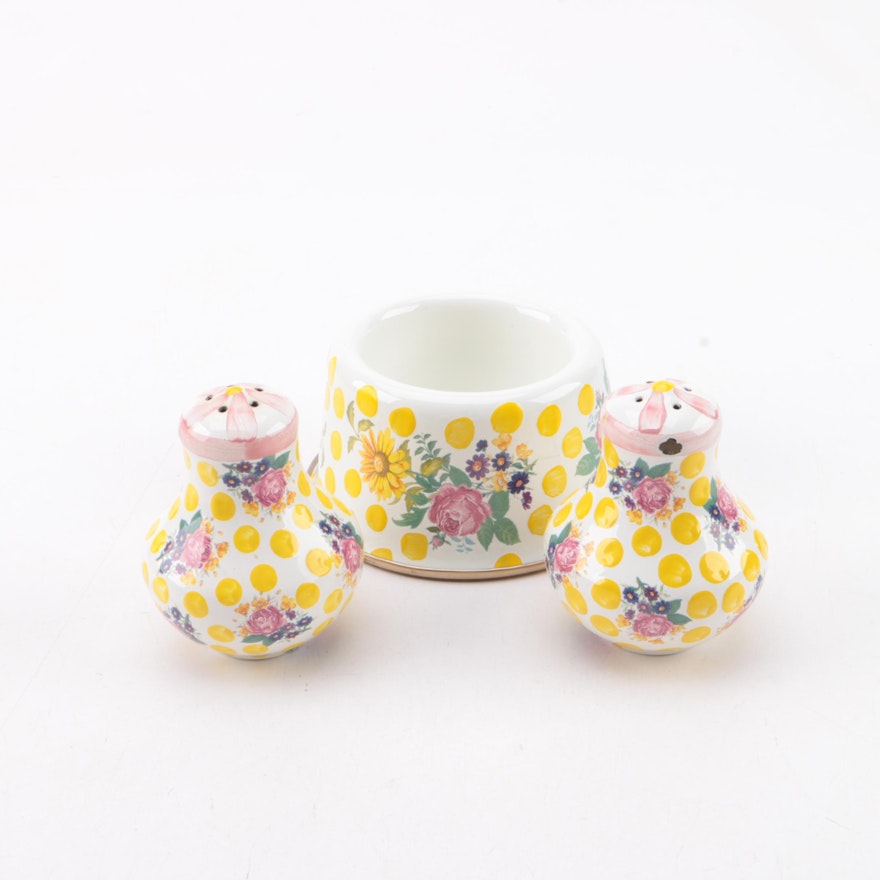 MacKenzie-Childs Salt and Pepper Shakers with Pet Dish