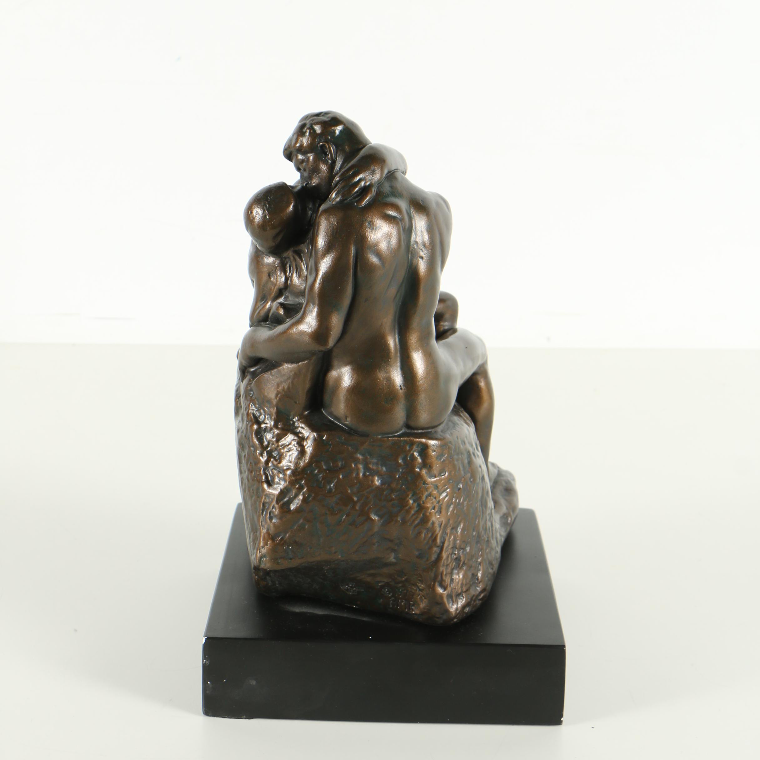 Ceramic Reproduction Sculpture After Auguste Rodin's "The Kiss"