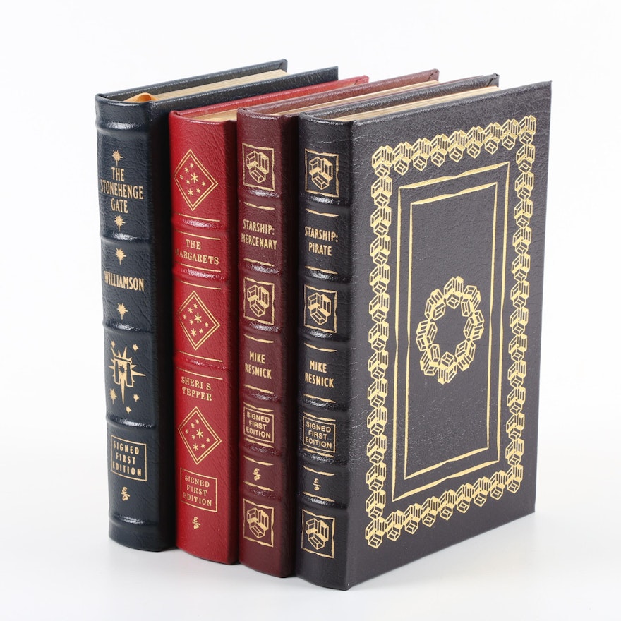 Easton Press Signed Leather Bound Books Including Mike Resnick