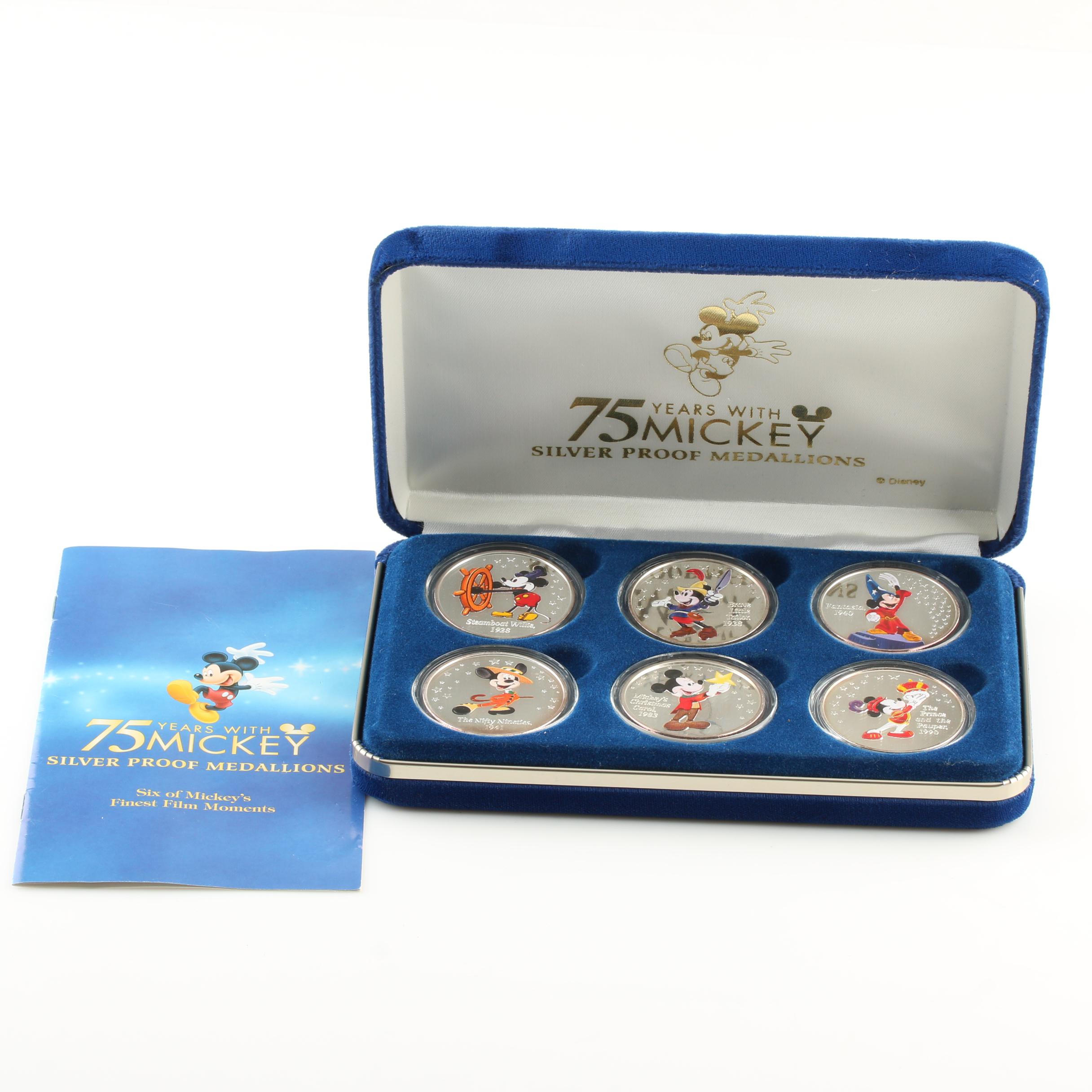 Disney 75 Years of Mickey Silver Proof Medallion Set