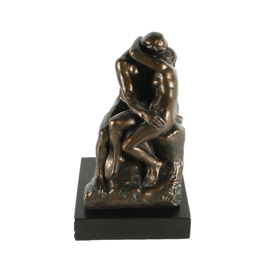 Ceramic Reproduction Sculpture After Auguste Rodin's "The Kiss"