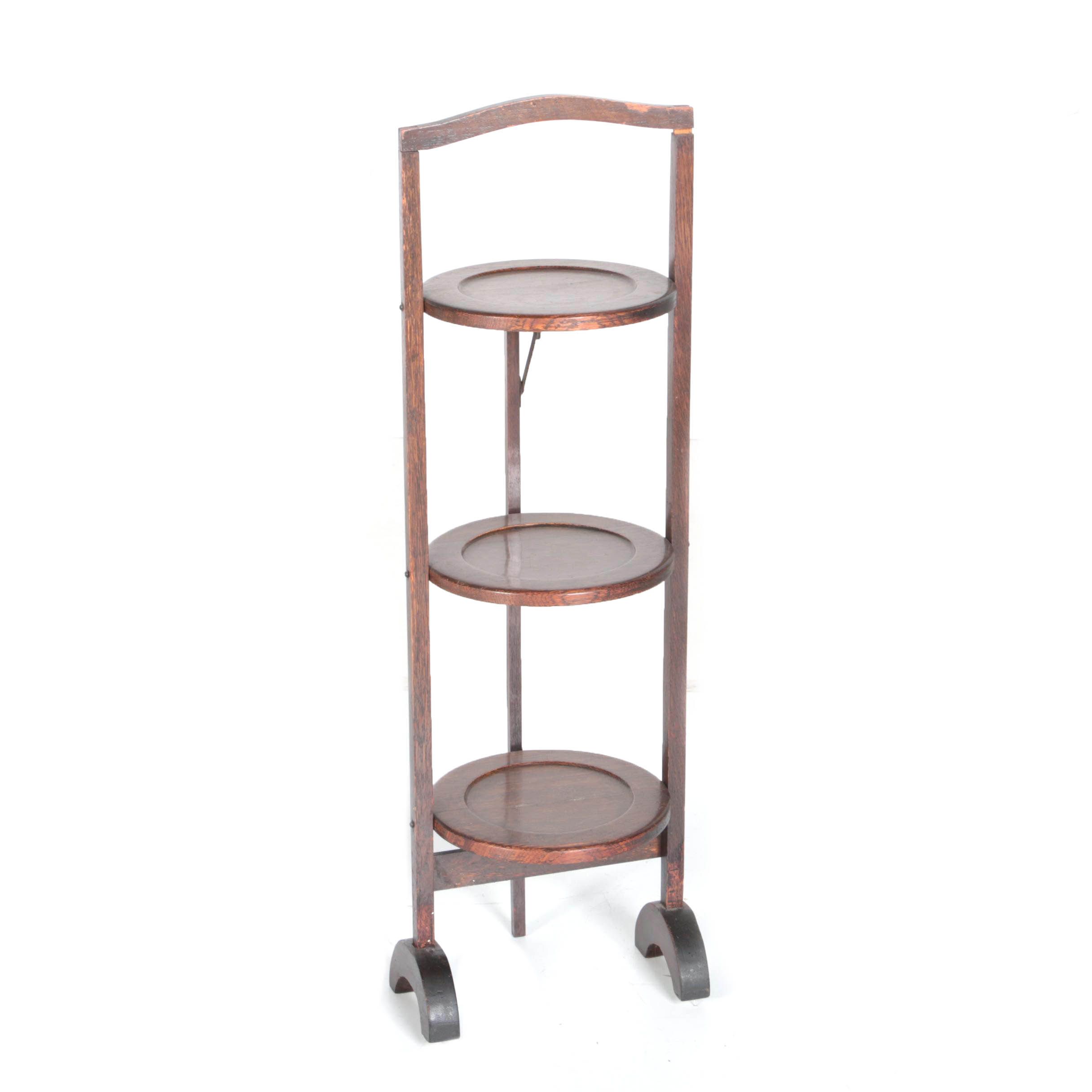 Vintage Oak Folding Pie Shelf