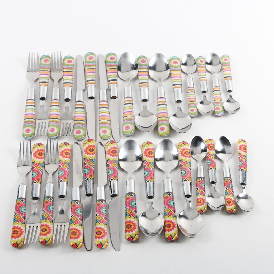 Stainless Steel Flatware with Colorful Plastic Handles