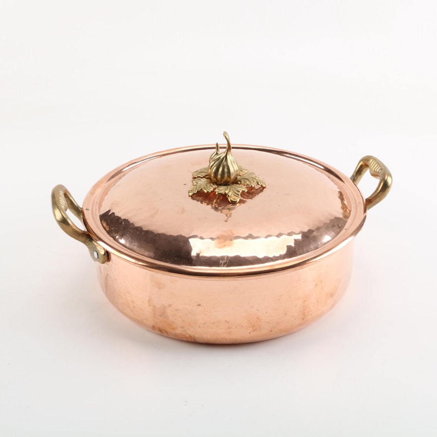 Cu Artigiana Hammered Copper Dutch Oven