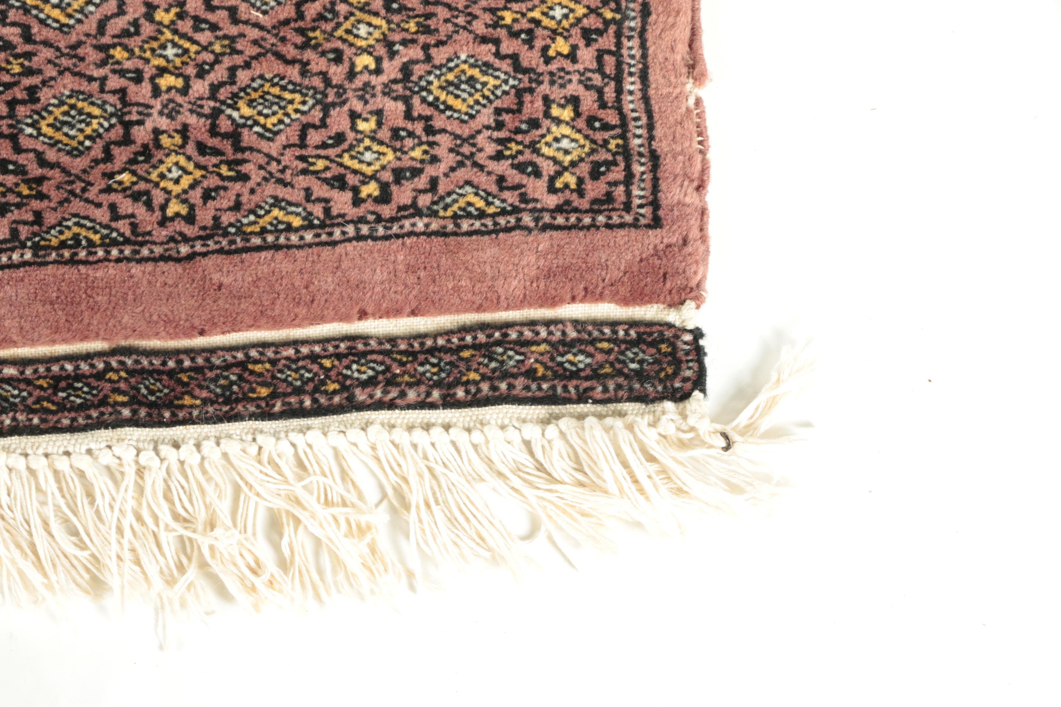 Hand-Knotted Pakistani Jaldar Bokhara Wool Accent Rug