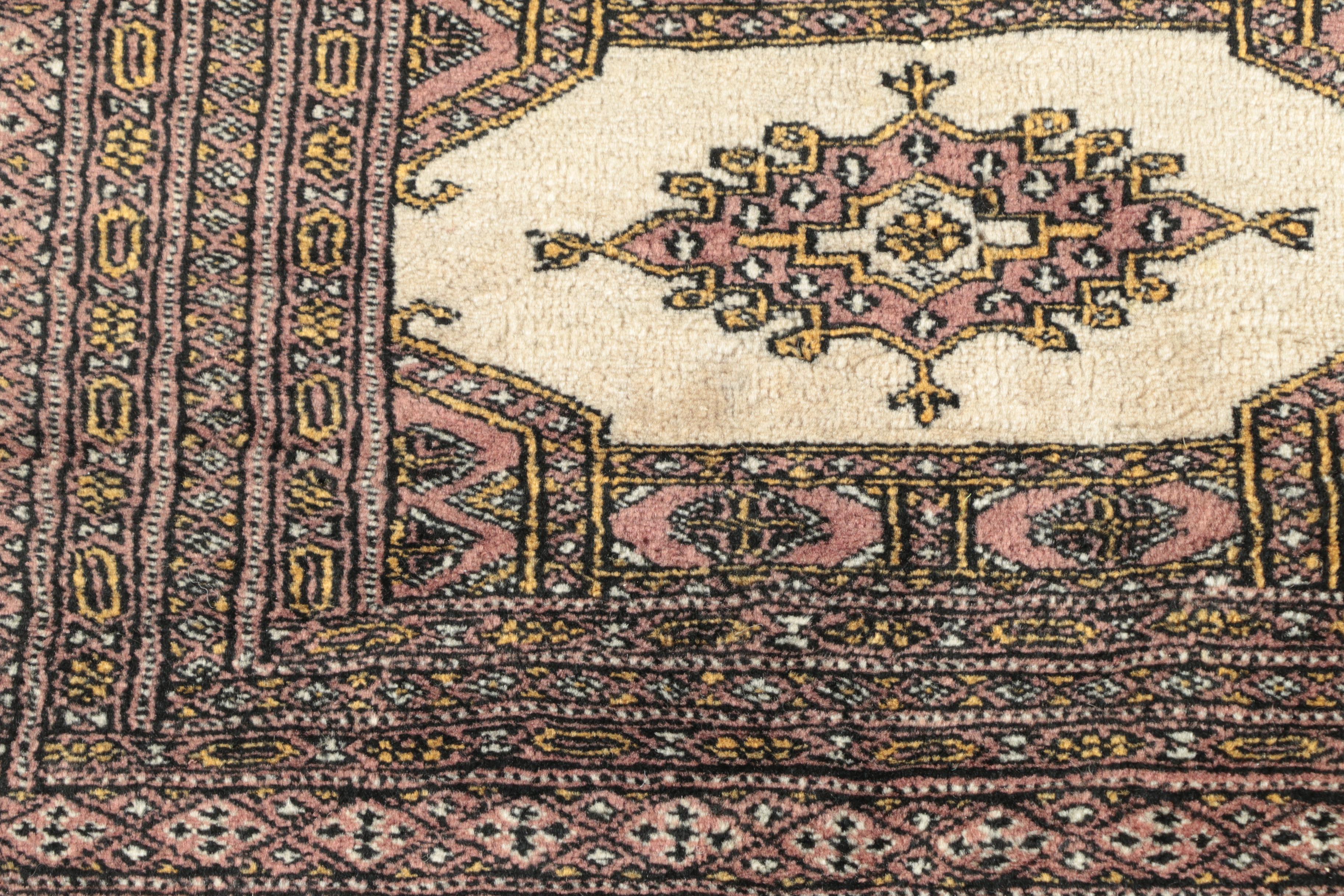 Hand-Knotted Pakistani Jaldar Bokhara Wool Accent Rug