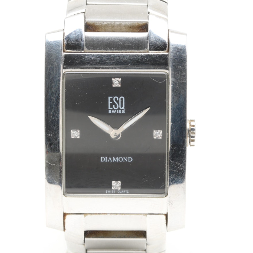 ESQ Swiss Stainless Steel Diamond Wristwatch