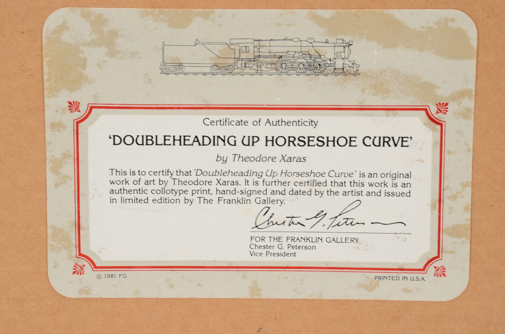 Theodore Xaras Vintage Collotype Print "Doubleheading up Horseshoe Curve"
