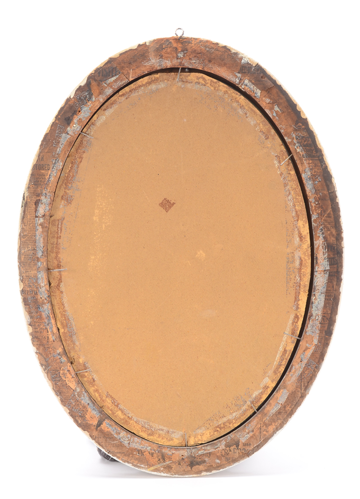 Vintage Oval Reverse Glass Painting of a Landscape