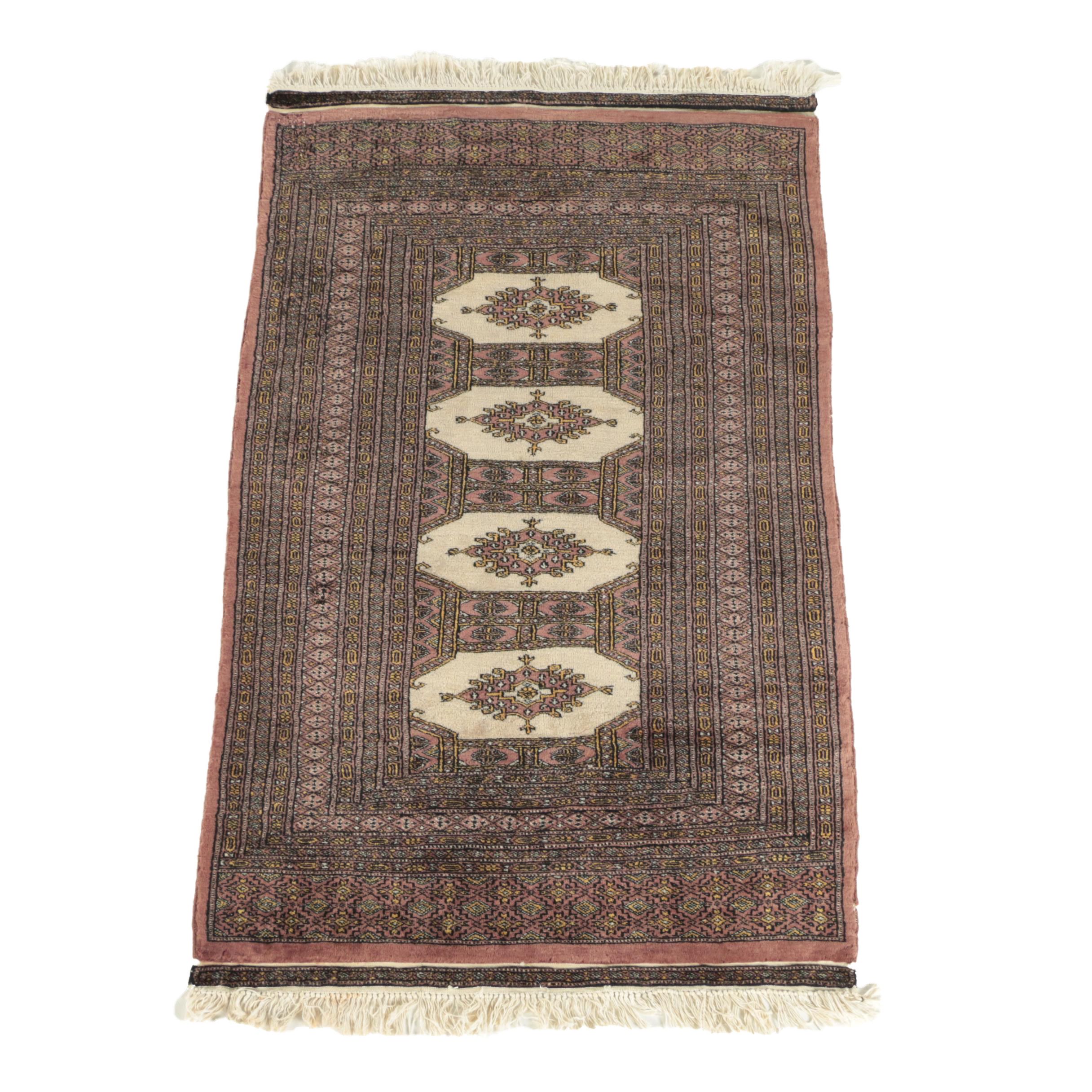Hand-Knotted Pakistani Jaldar Bokhara Wool Accent Rug