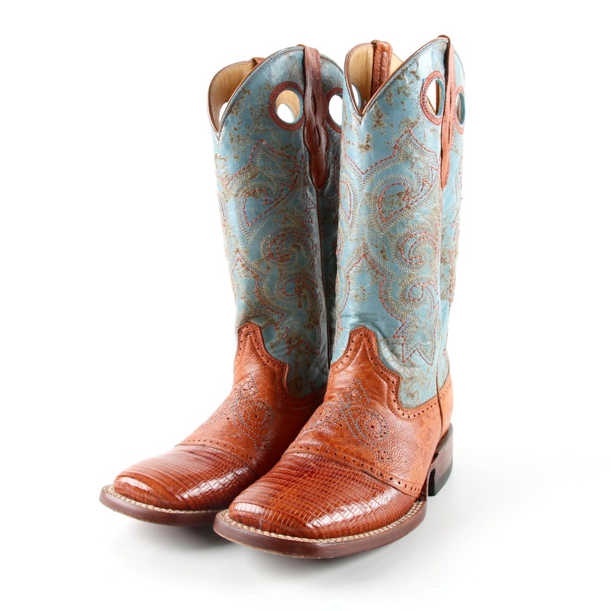 Women's Ferrini Embossed and Brogue Detailed Leather Western Boots