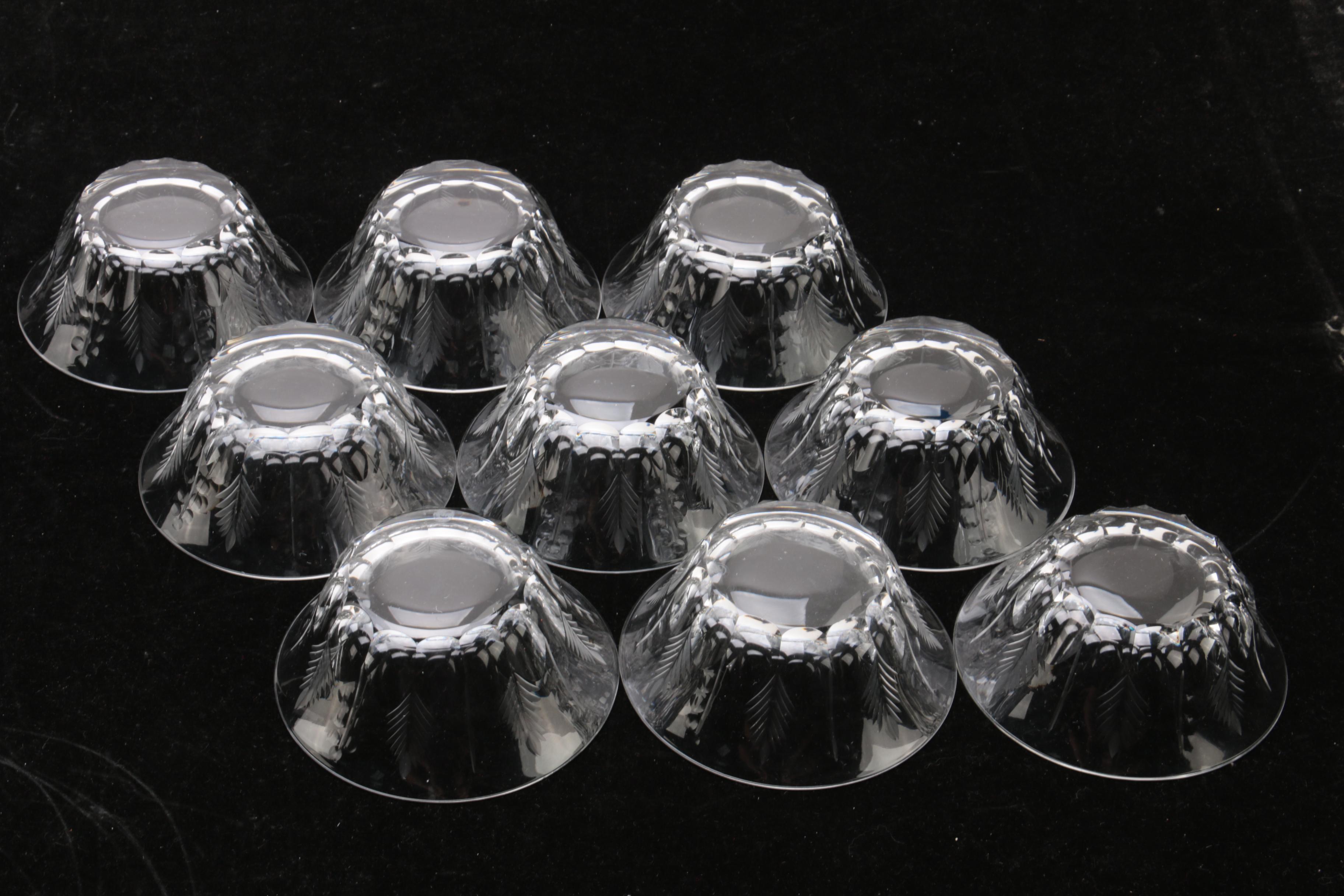 Vintage Libbey Cut Glass Foliate Motif Finger Bowls