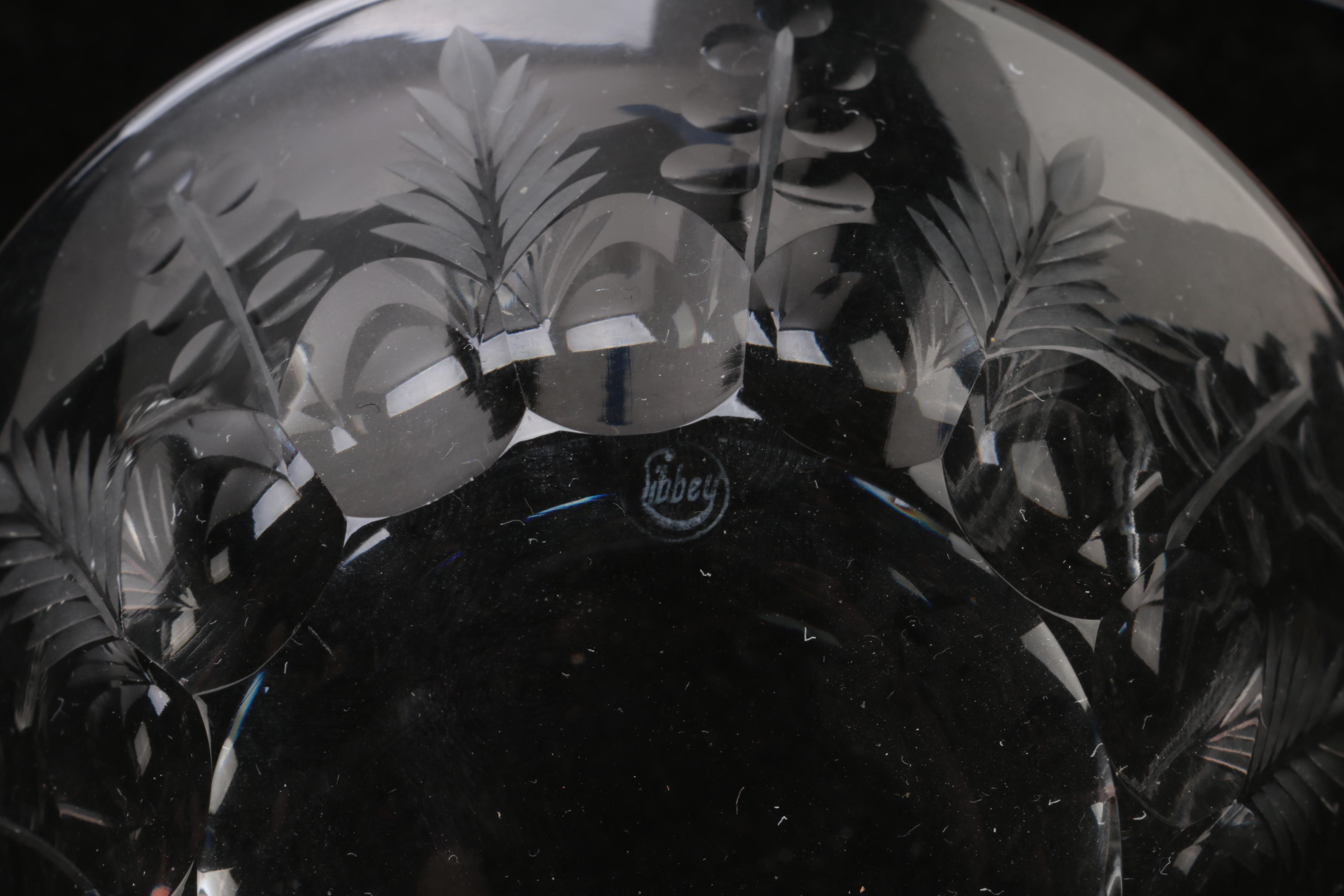 Vintage Libbey Cut Glass Foliate Motif Finger Bowls