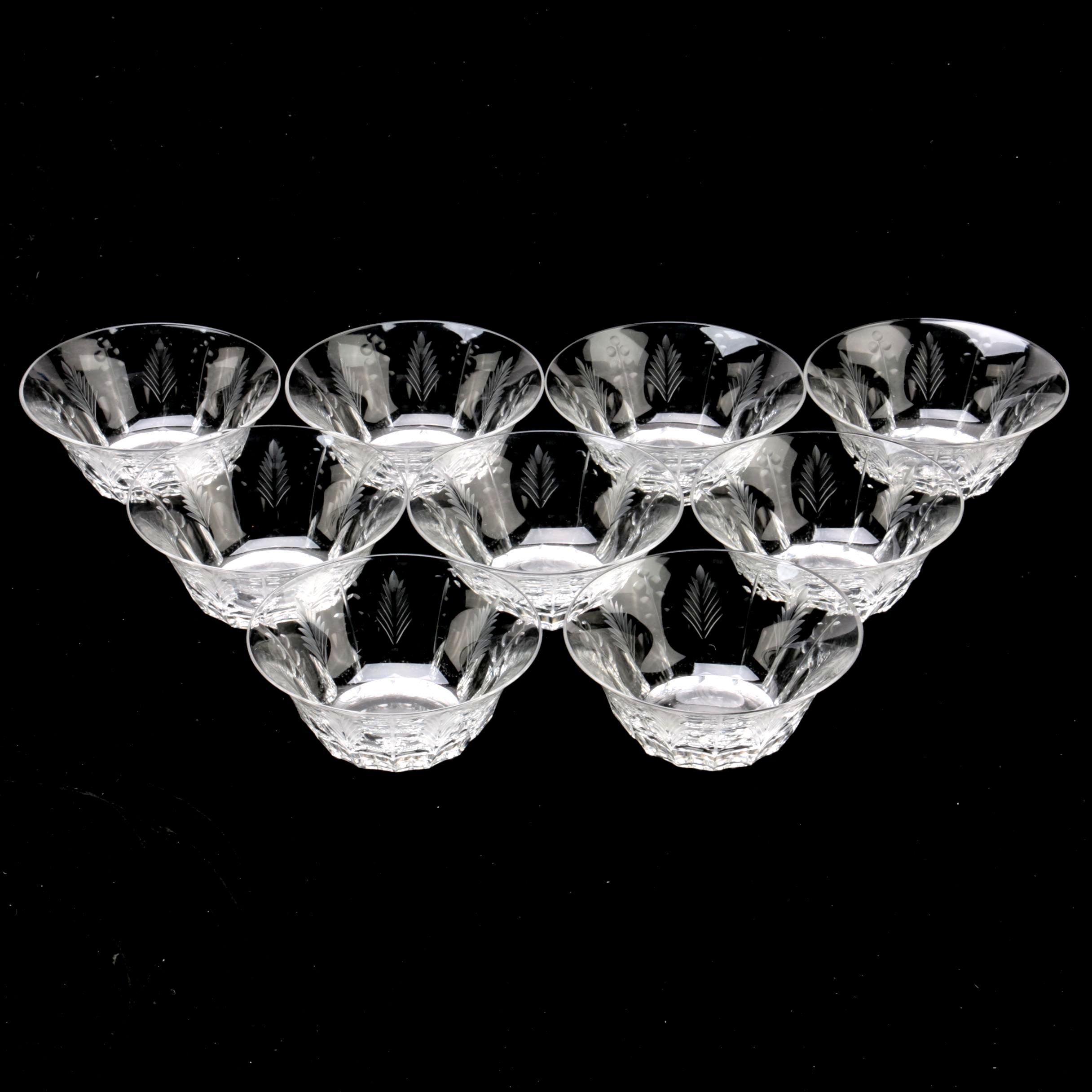 Vintage Libbey Cut Glass Foliate Motif Finger Bowls