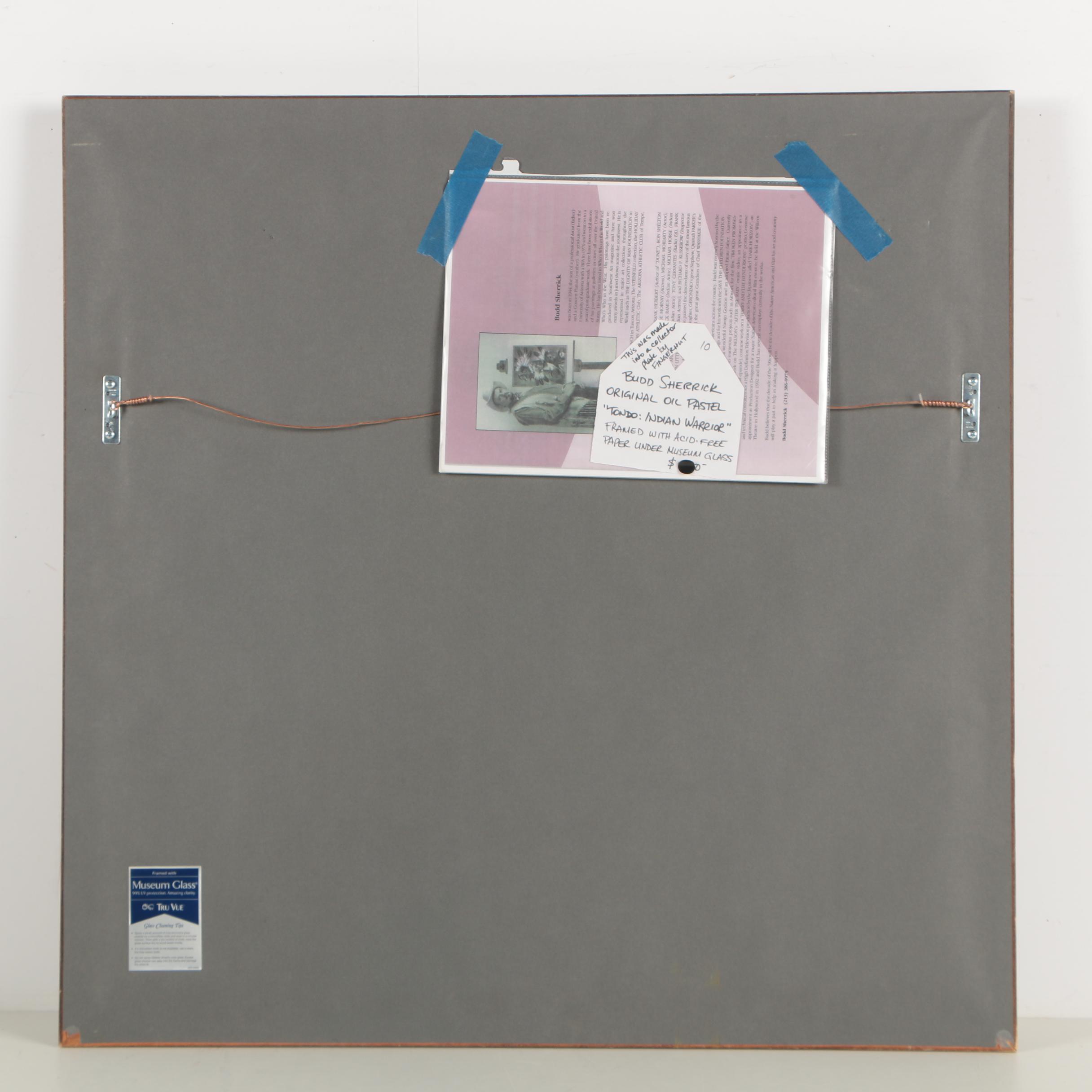 Budd Sherrick Pastel Portrait Drawing "Tondo: Indian Warrior"