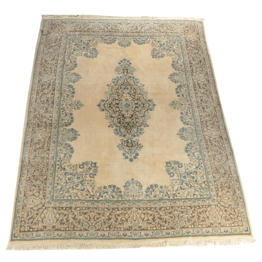 Hand-Knotted Persian Kerman Wool Area Rug