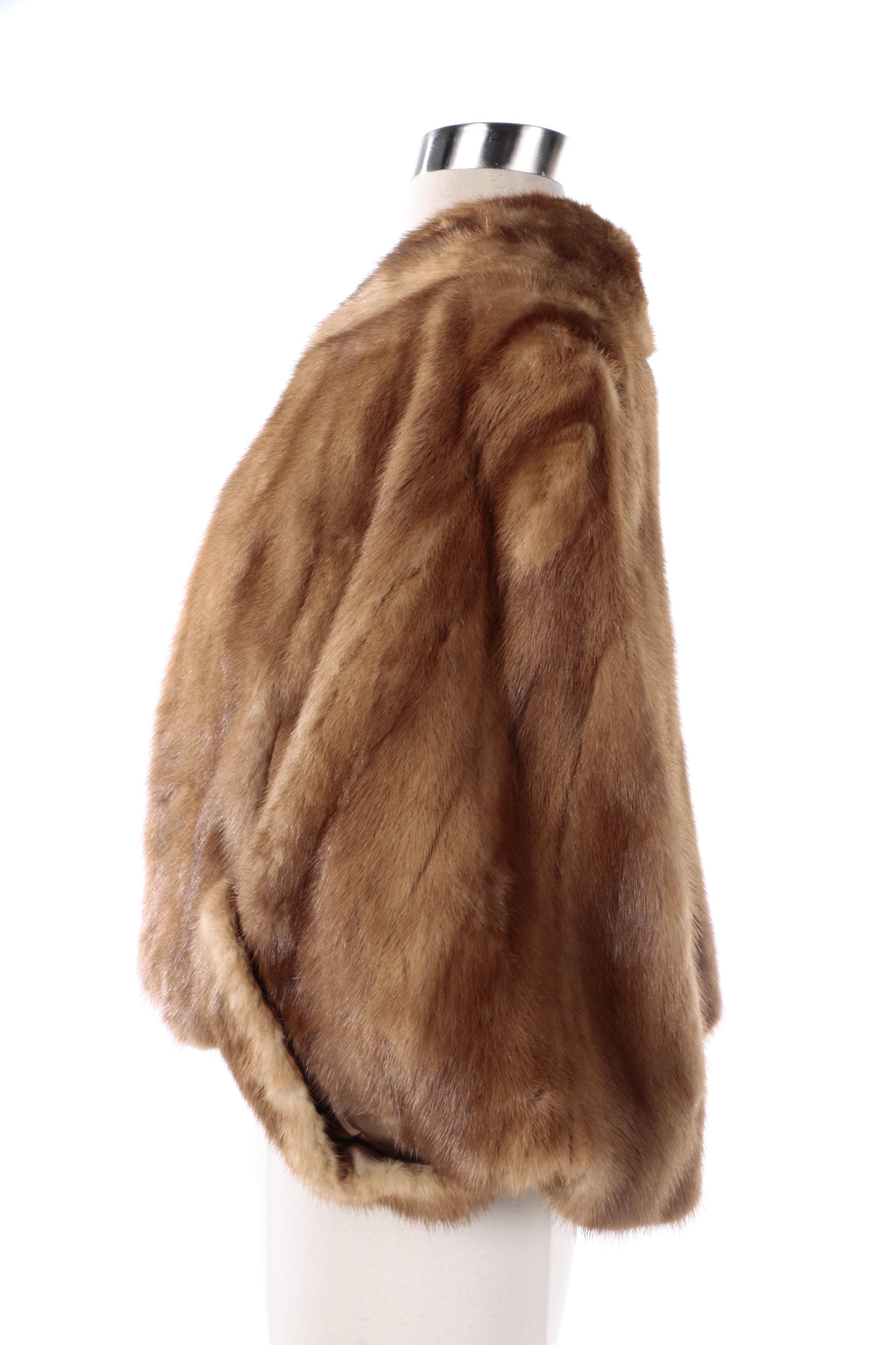Vintage Brown Mink Fur Capelet
