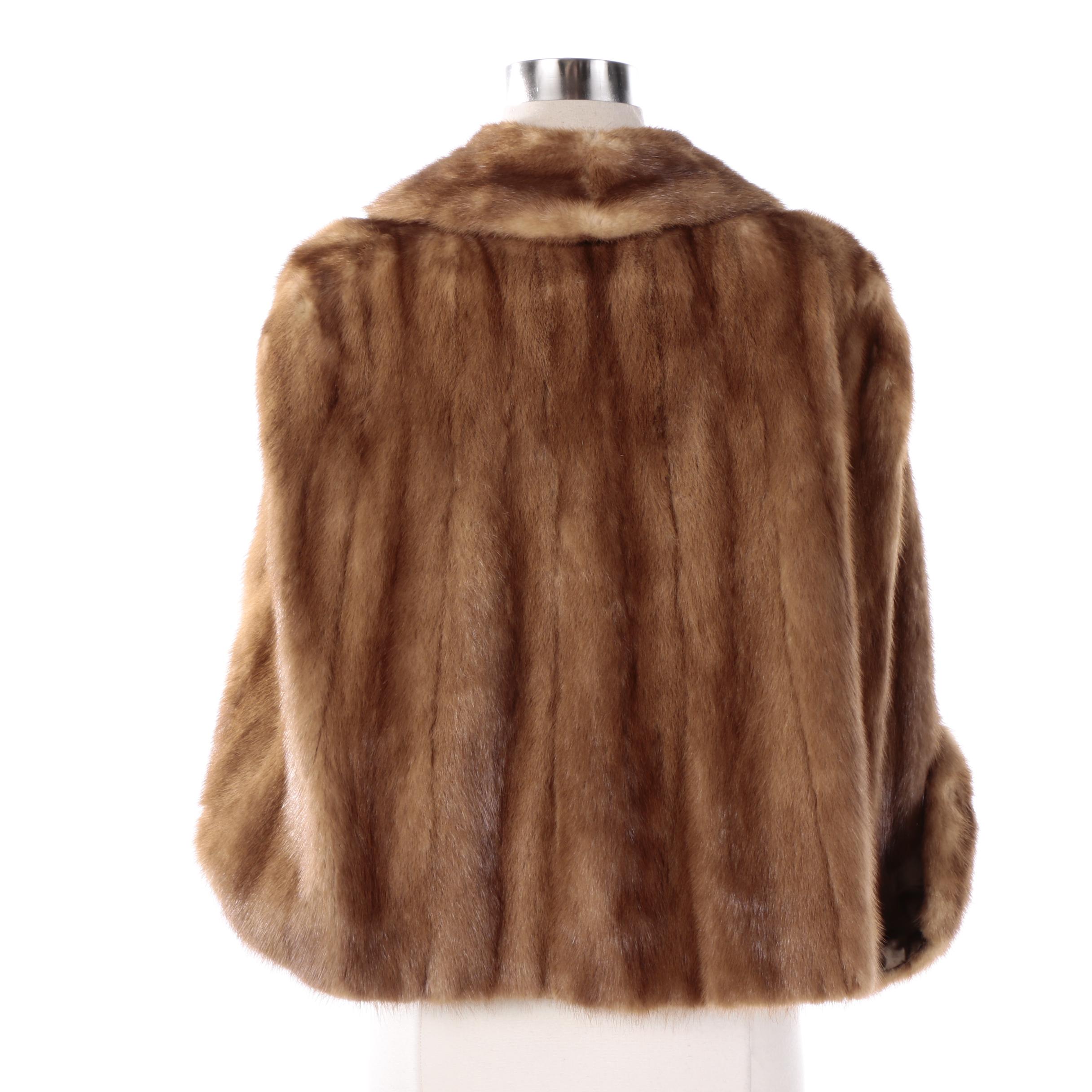 Vintage Brown Mink Fur Capelet