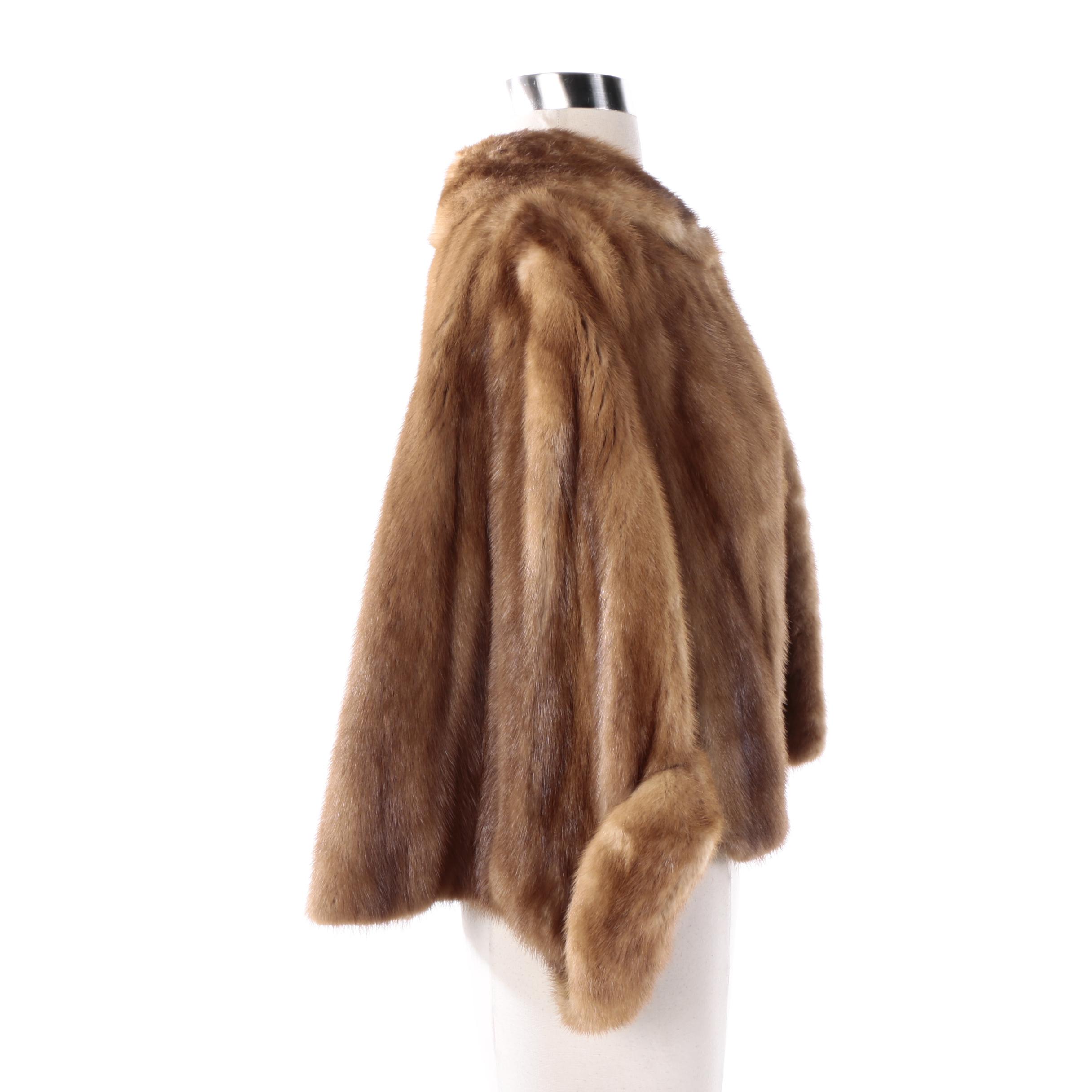 Vintage Brown Mink Fur Capelet