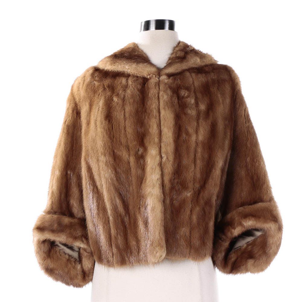 Vintage Brown Mink Fur Capelet