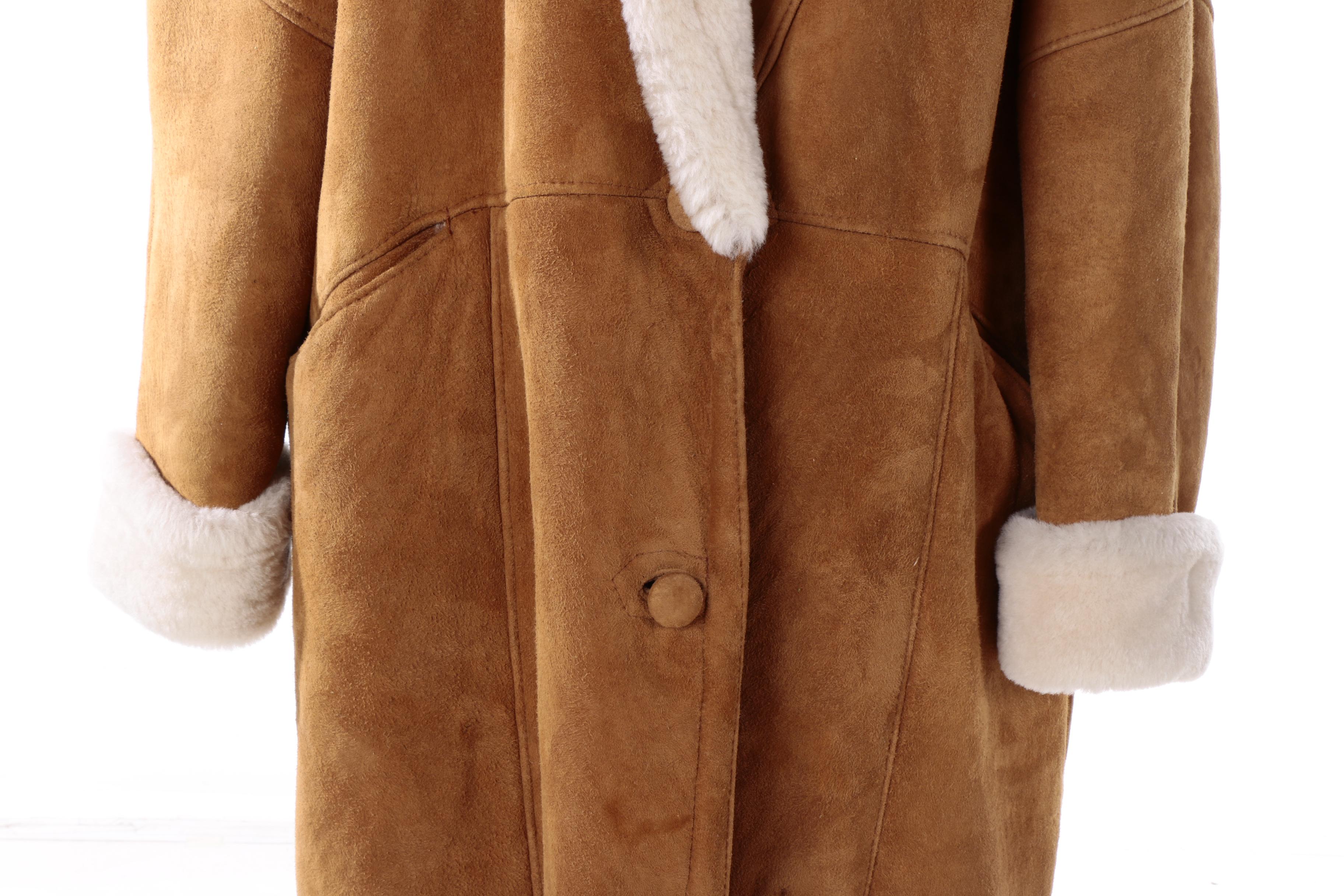 Women's Clifford Michael Tan Suede and Shearling Coat