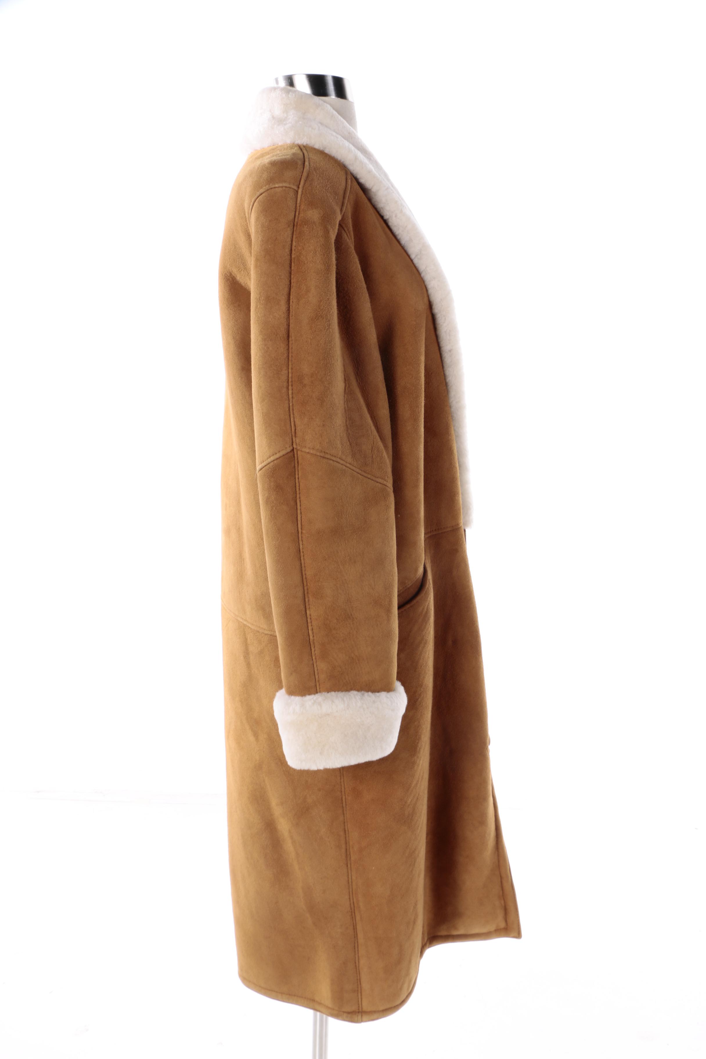 Women's Clifford Michael Tan Suede and Shearling Coat