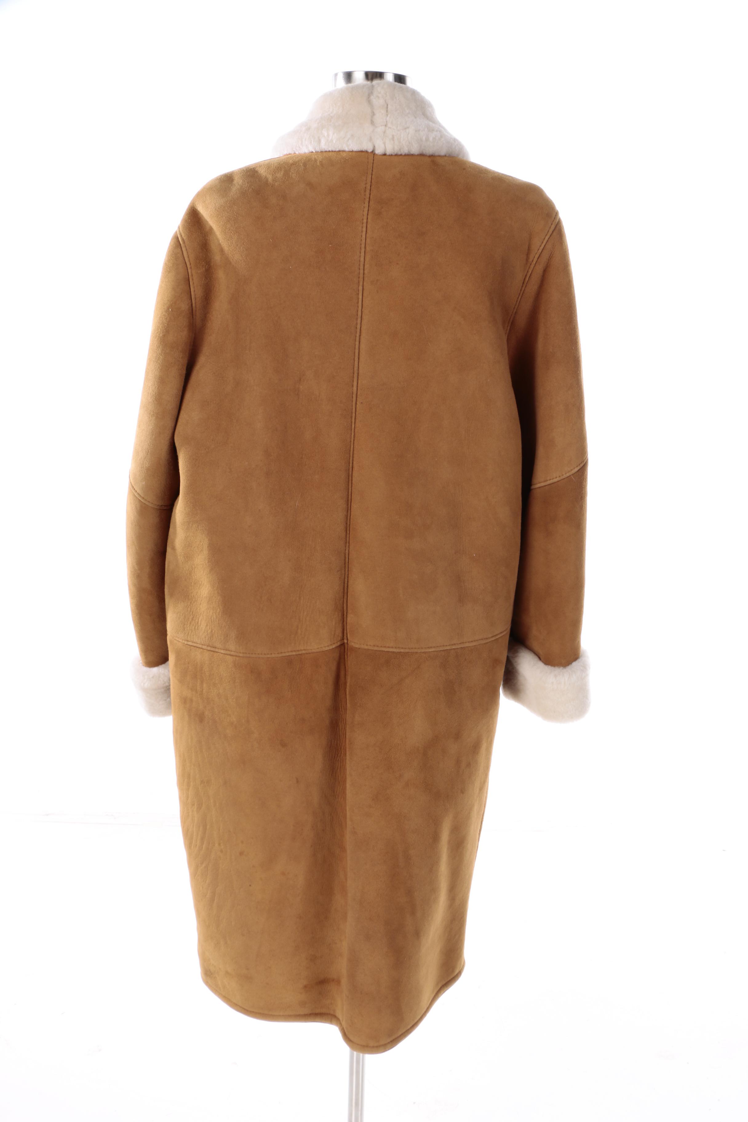 Women's Clifford Michael Tan Suede and Shearling Coat