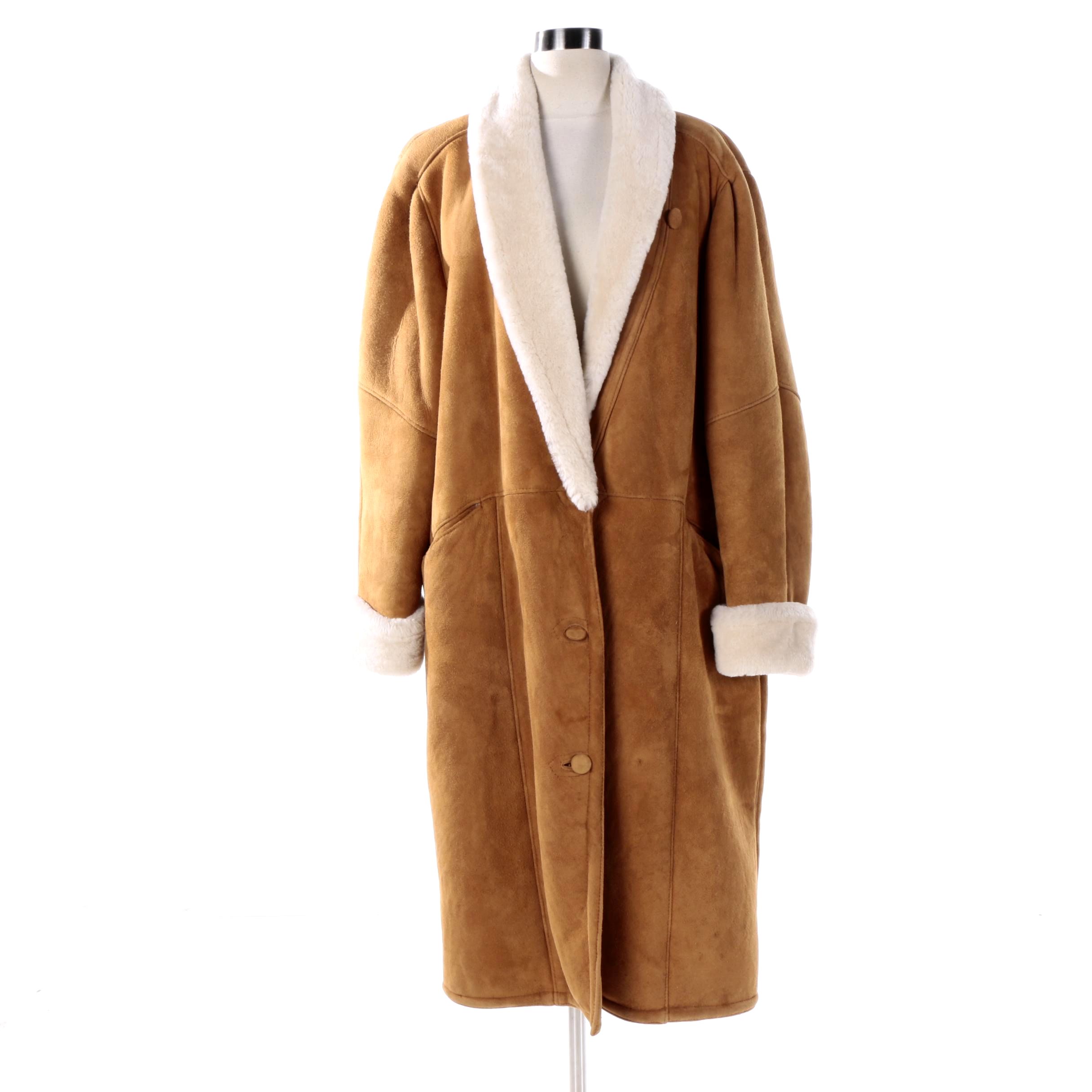 Women's Clifford Michael Tan Suede and Shearling Coat