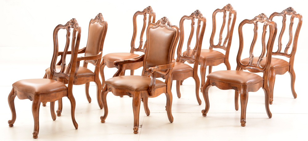 Ethan Allen French Provincial Style Dining Table and Eight Chairs
