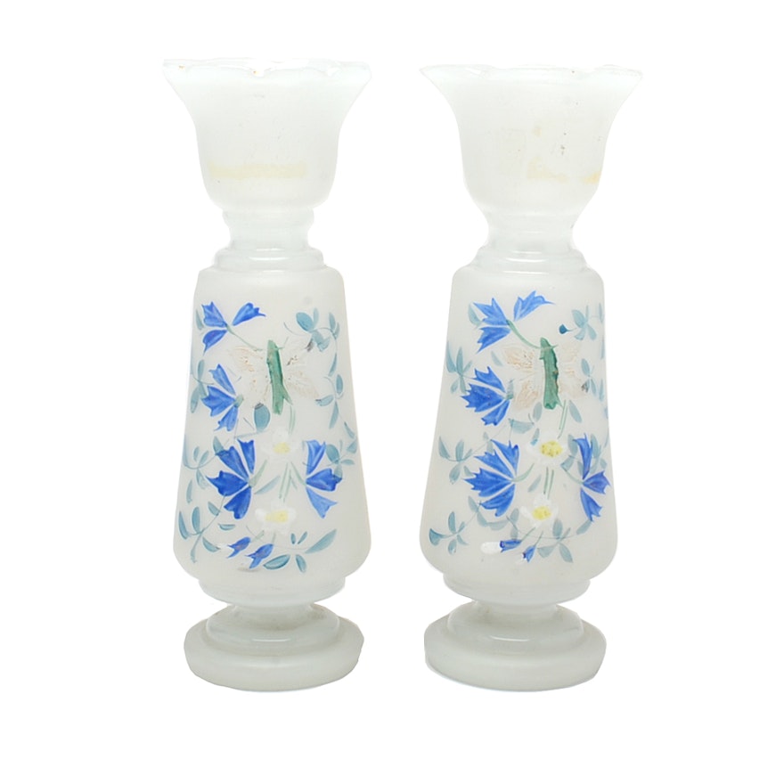 Hand-Painted Bristol Glass Vases