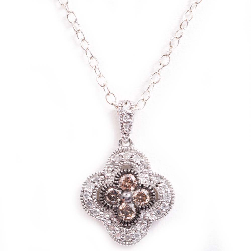 Sterling Silver Diamond Pendant Necklace