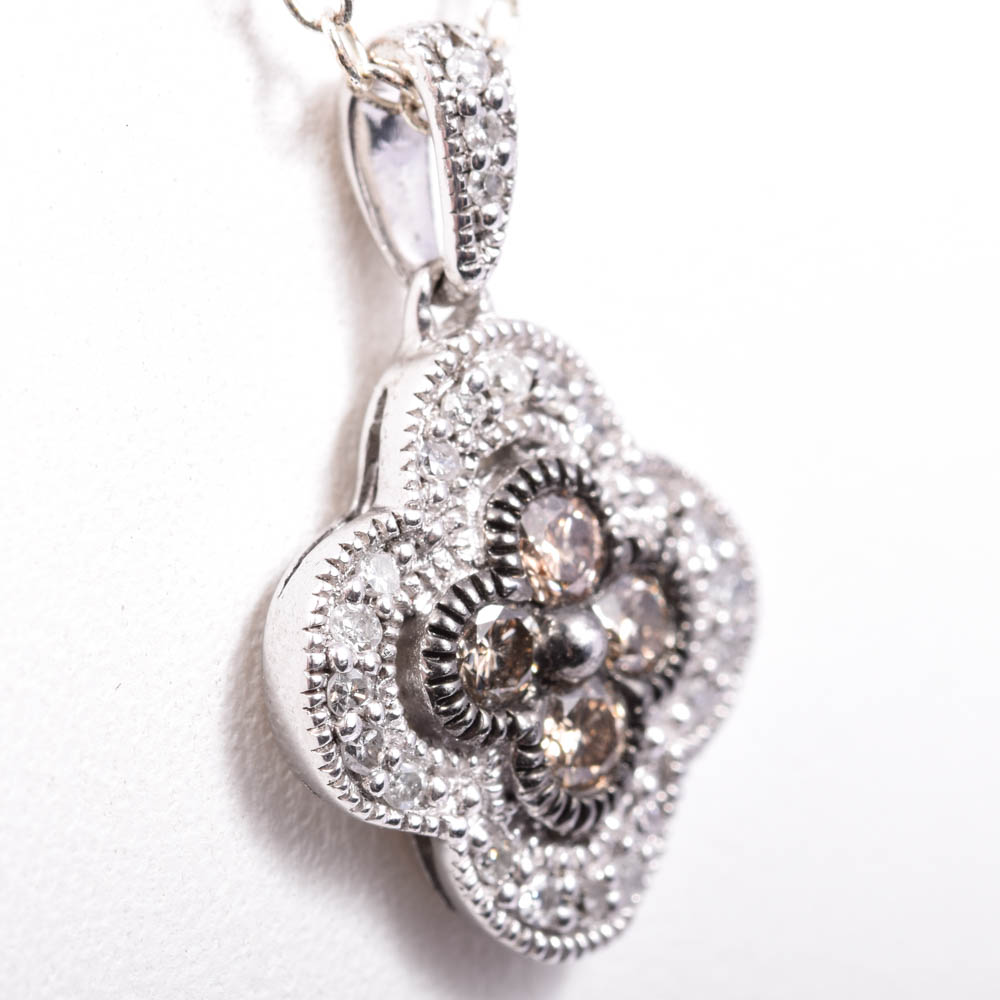 Sterling Silver Diamond Pendant Necklace