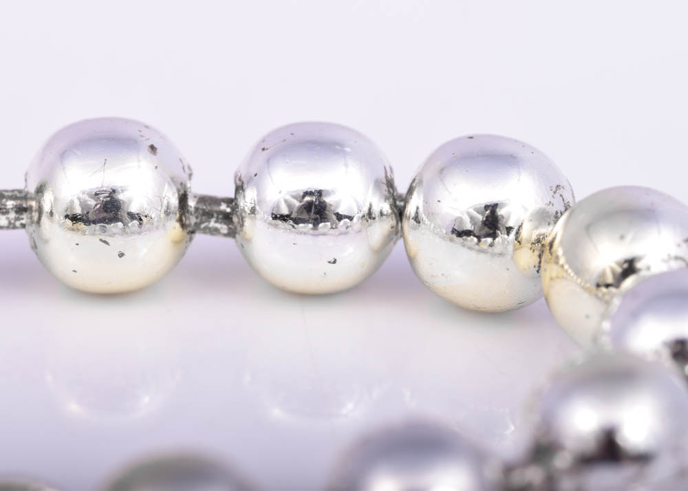 Plated Silver Round Bead Bracelet and Bead Dangle Earrings