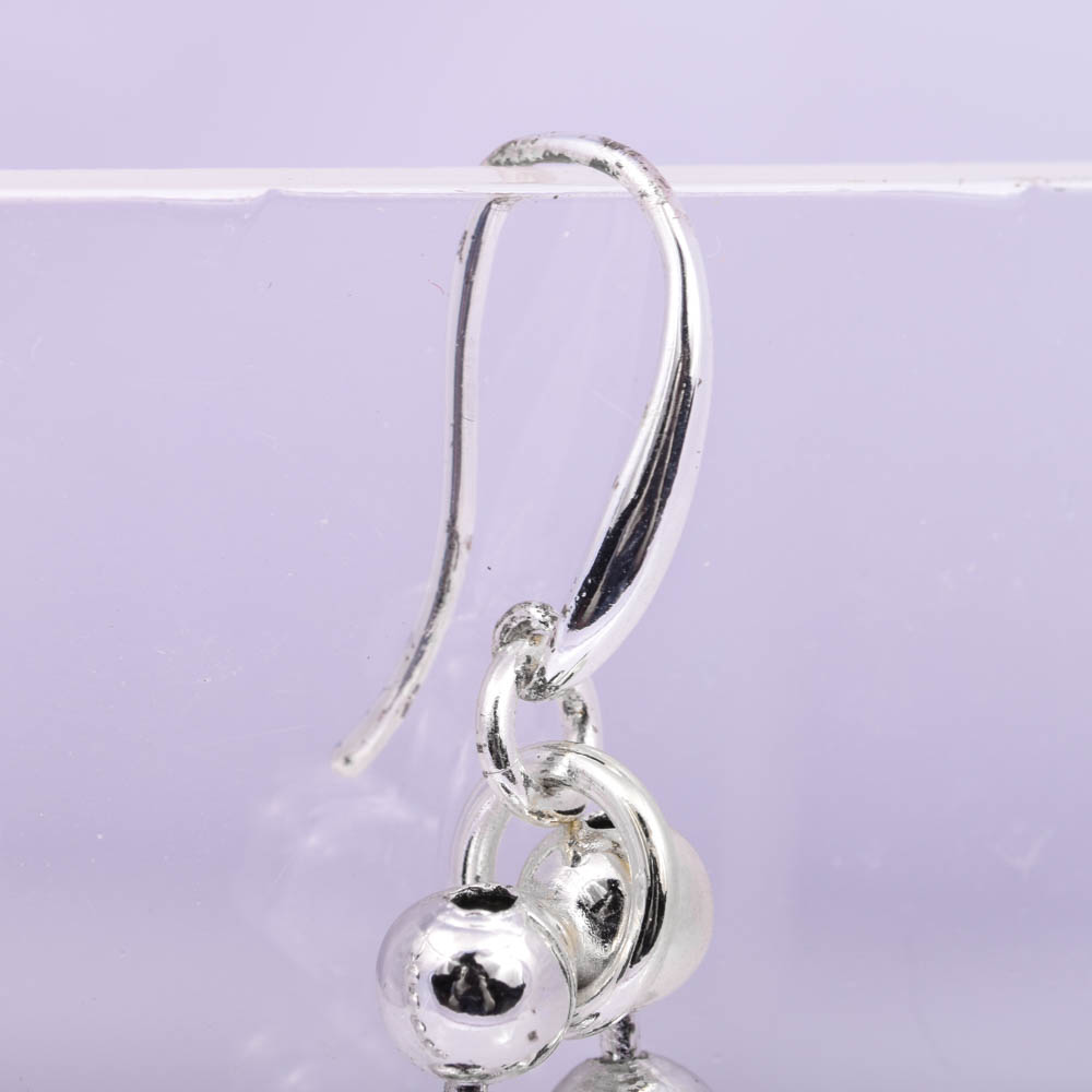 Plated Silver Round Bead Bracelet and Bead Dangle Earrings