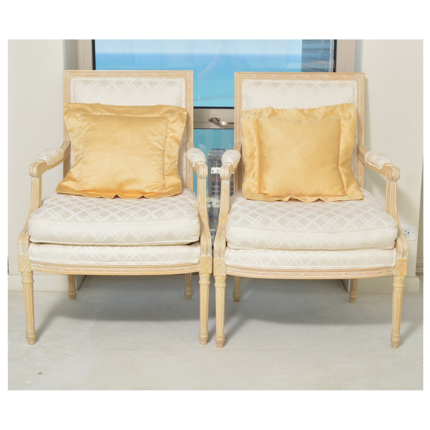 Louis XVI Style Upholstered Armchairs by Sherrill