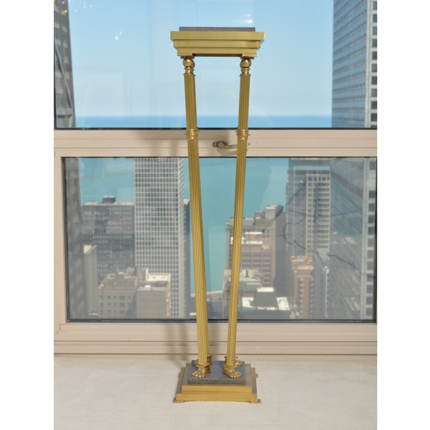 Neoclassical Style Brass and Granite Pedestal