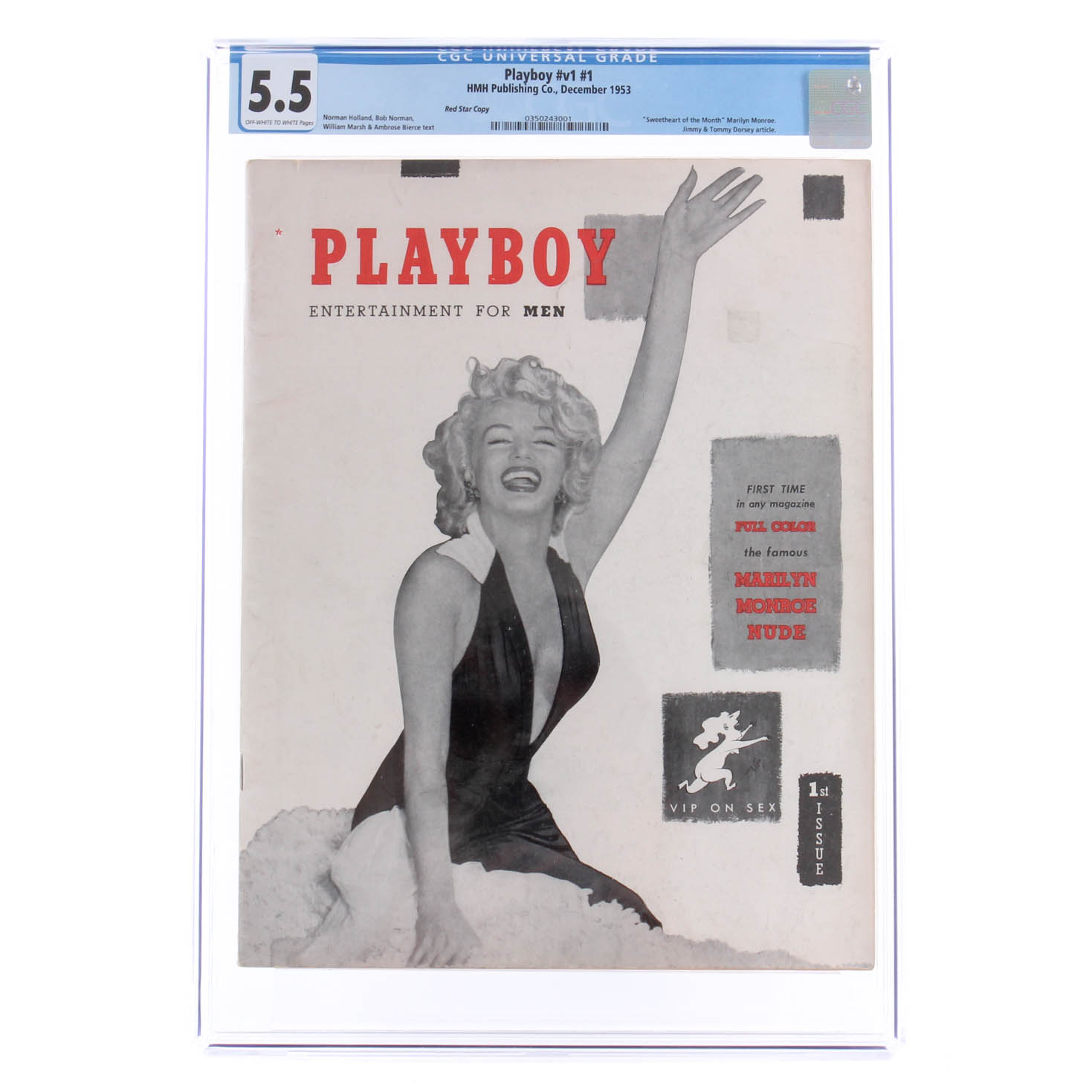 Rare 1953 Red Star Playboy V1 #1 CGC 5.5 Graded Magazine