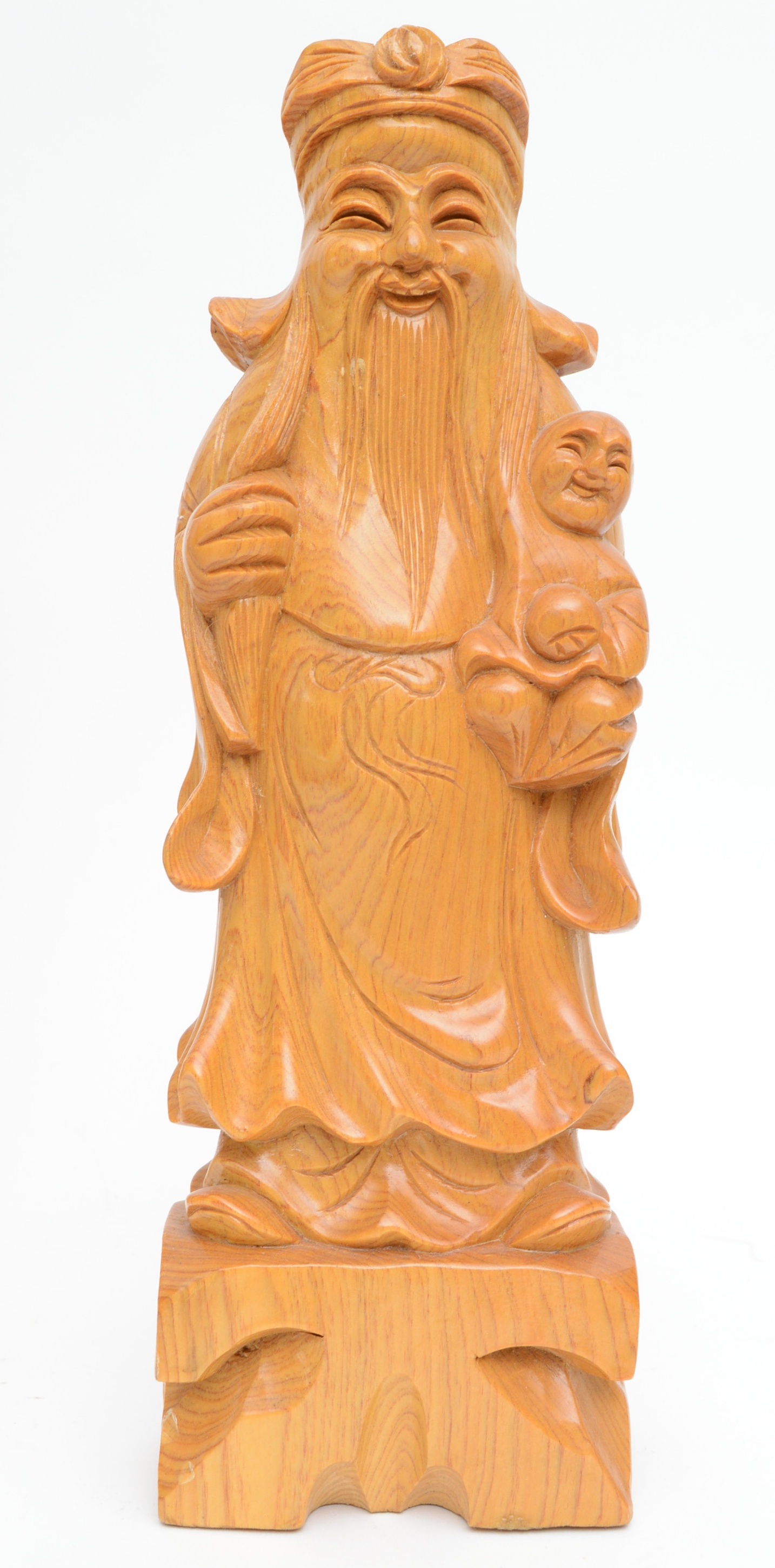 Wooden Hand Carved "Fu Lu Shou" Chinese Figurines