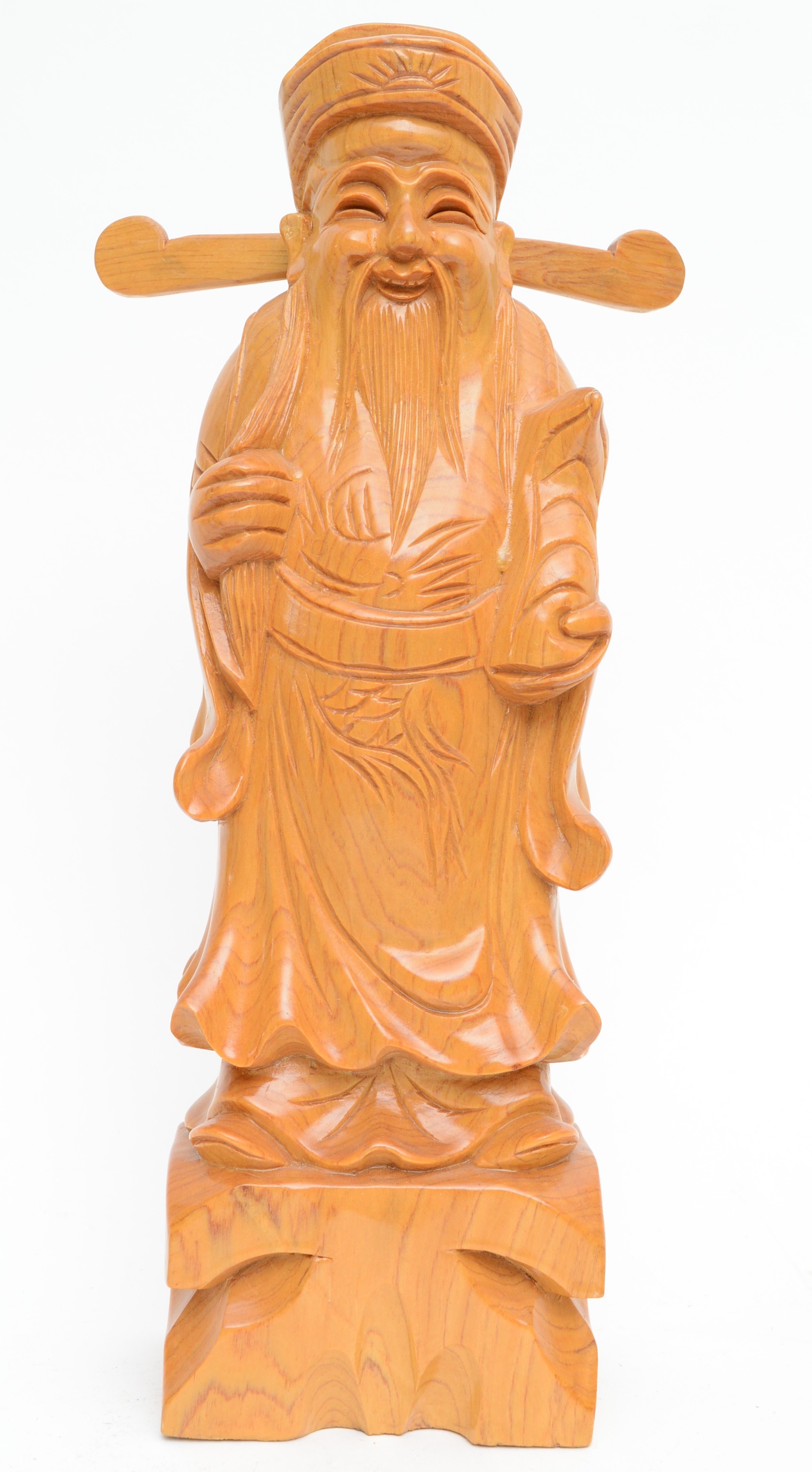 Wooden Hand Carved "Fu Lu Shou" Chinese Figurines