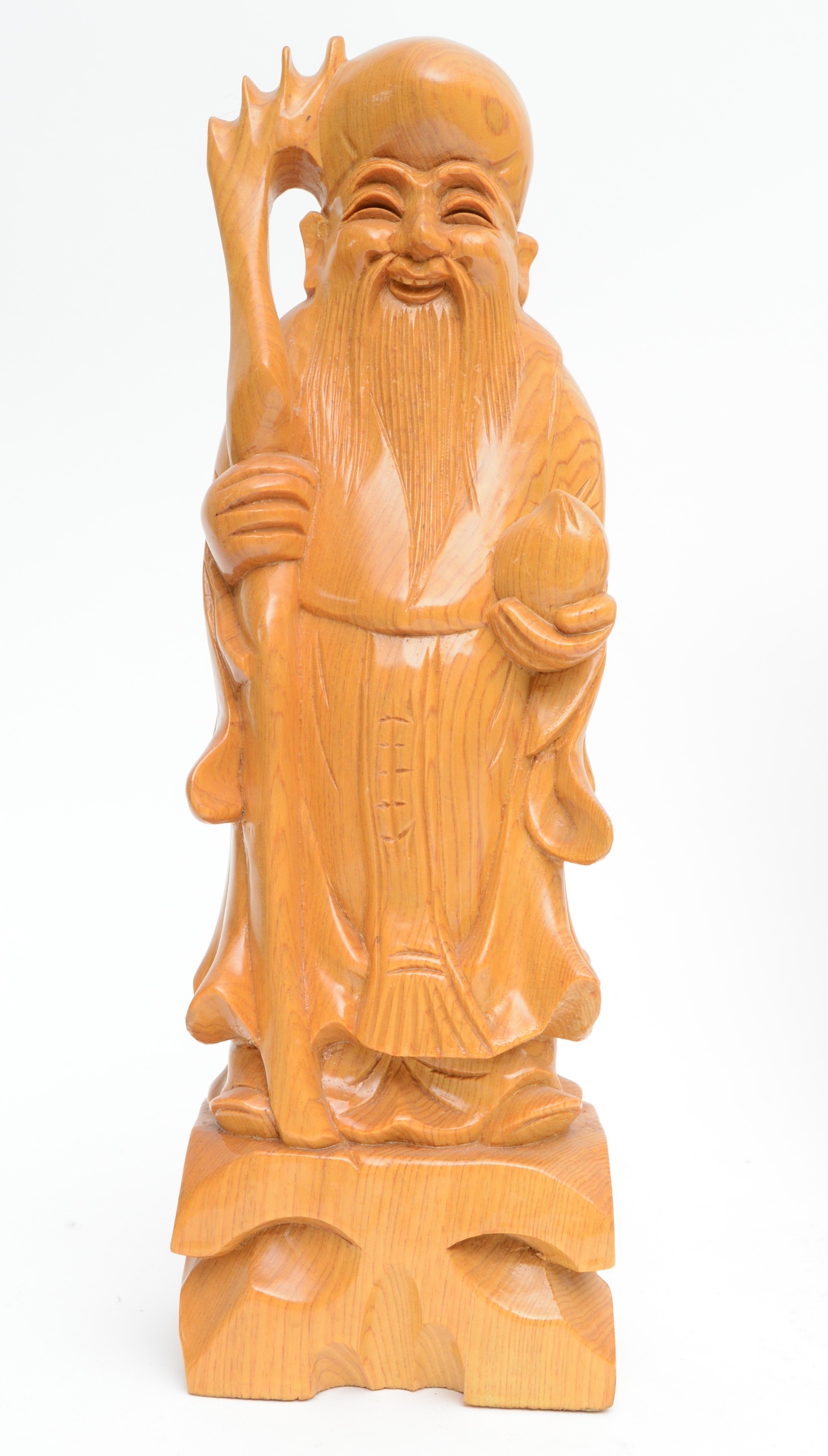 Wooden Hand Carved "Fu Lu Shou" Chinese Figurines