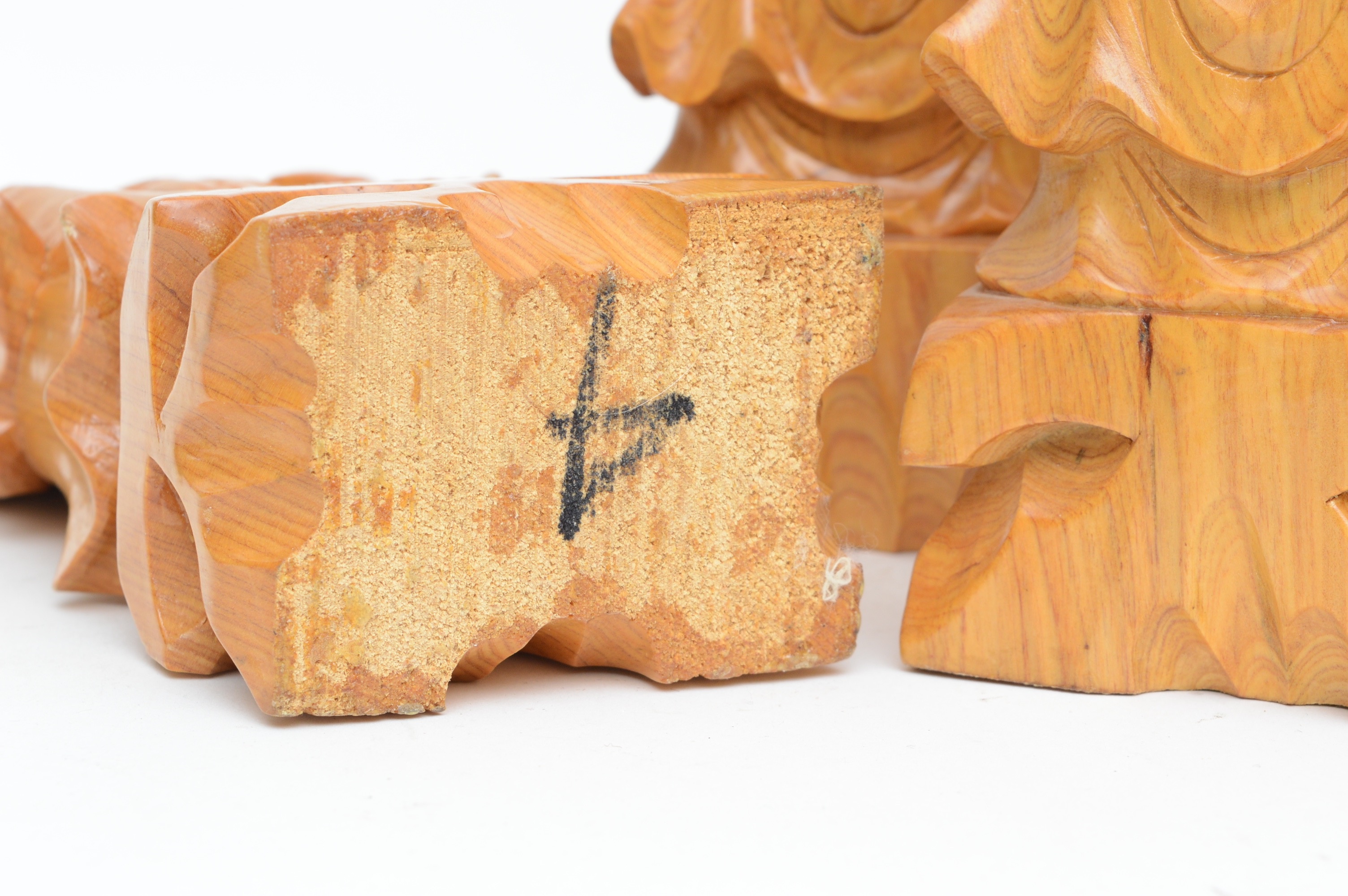 Wooden Hand Carved "Fu Lu Shou" Chinese Figurines