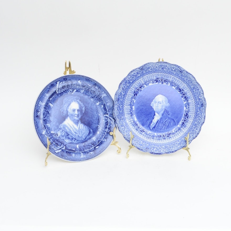 Ridgways and Wedgwood Blue Transferware Historic Plates