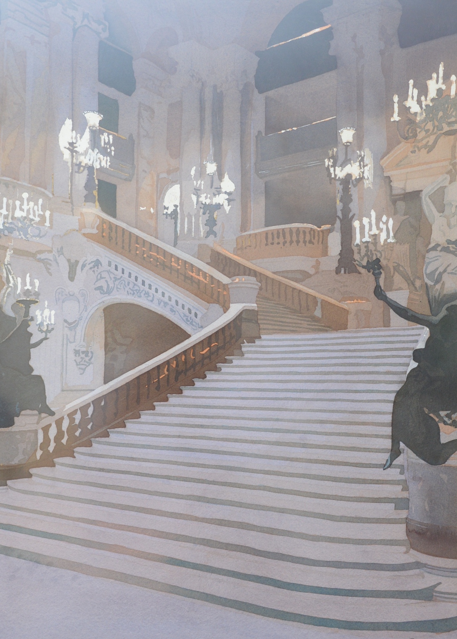 William Neale Architectural Watercolor of Palais Garnier