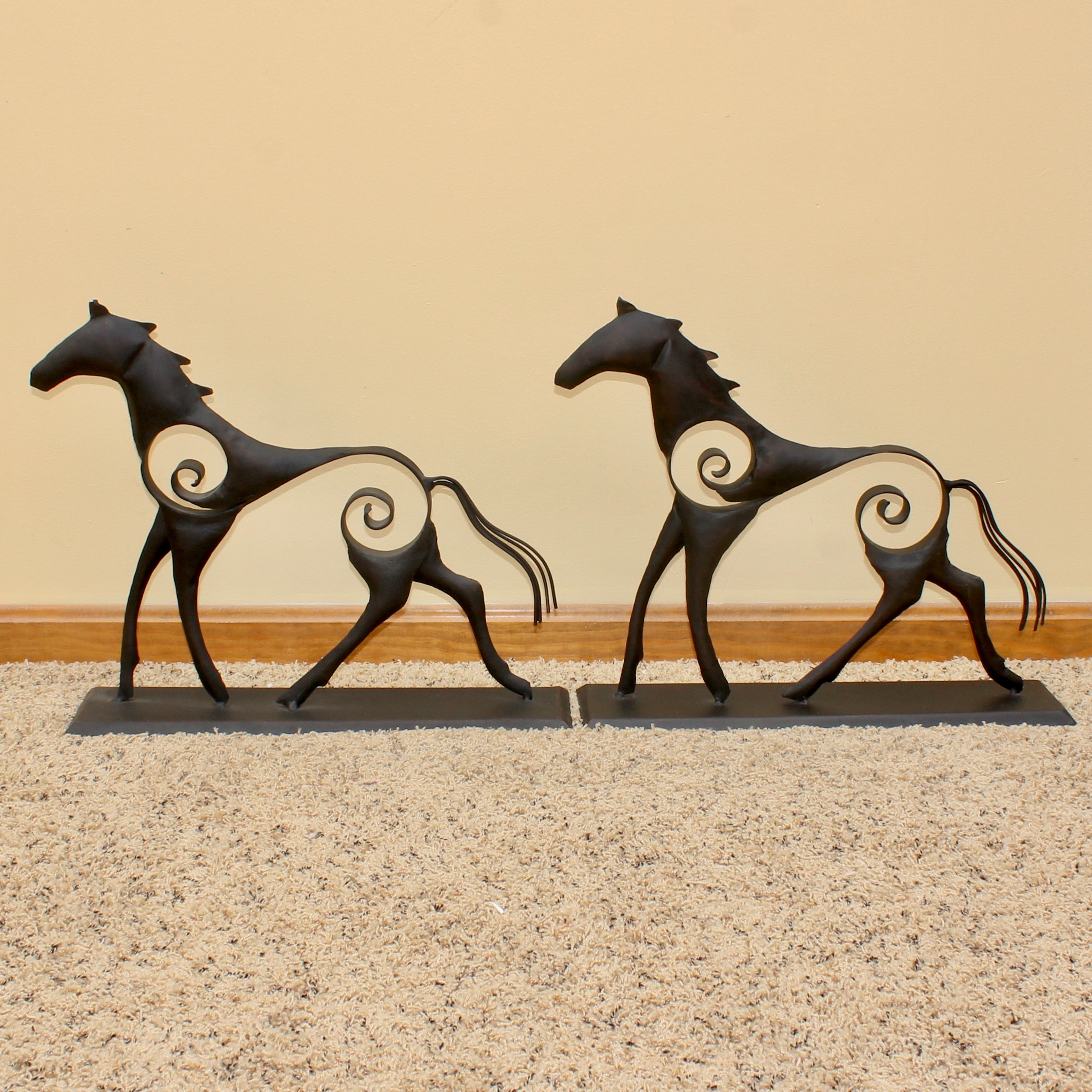 Contemporary Cast Metal Horse Sculptures